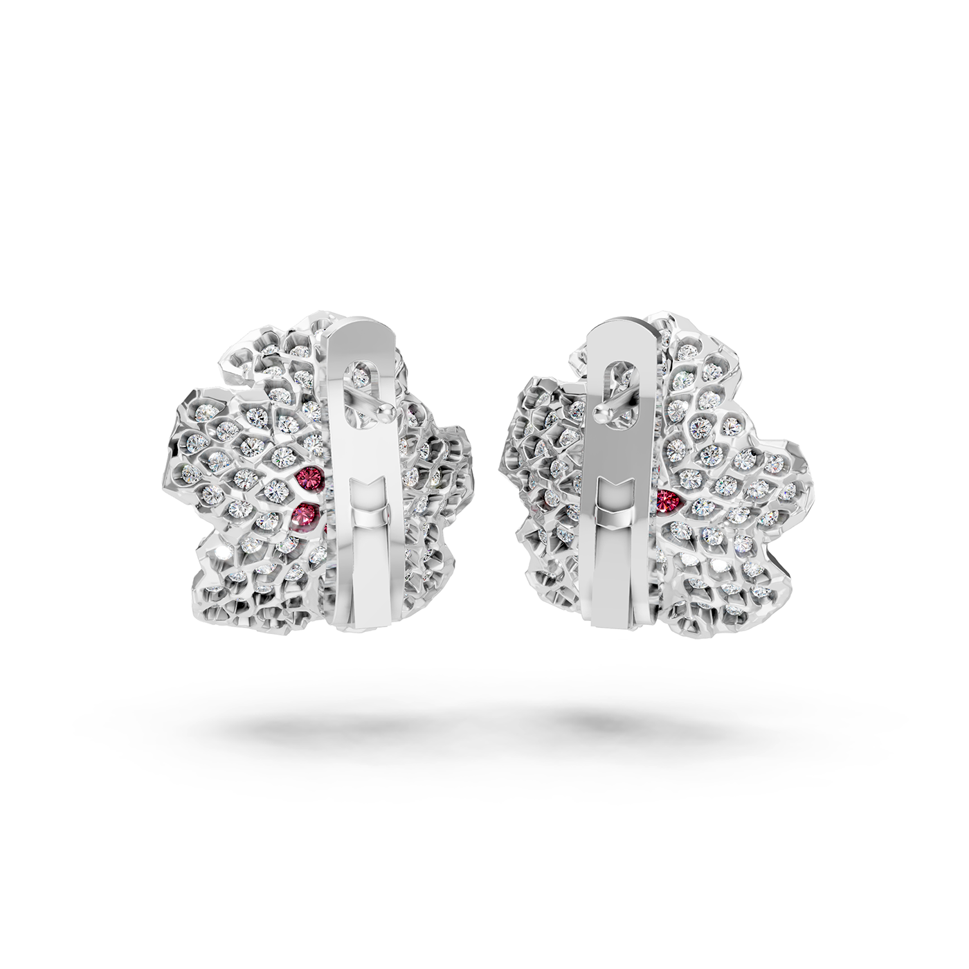 Earrings collection Almond Blossom, Diamond, Ruby, 18K White Gold | Photo 5