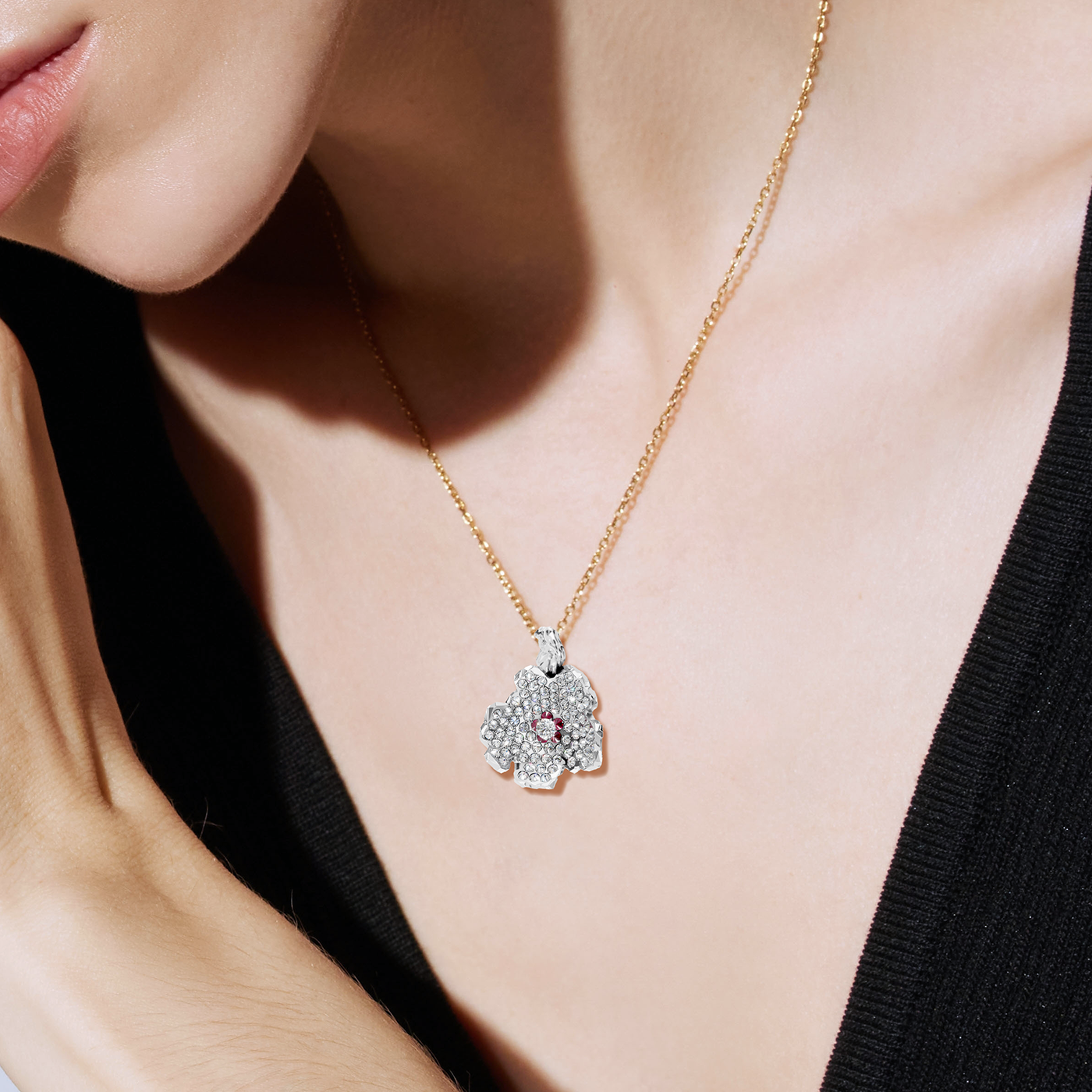 Necklace collection Almond Blossom, Diamond, Ruby, 18K Gold | Photo 2