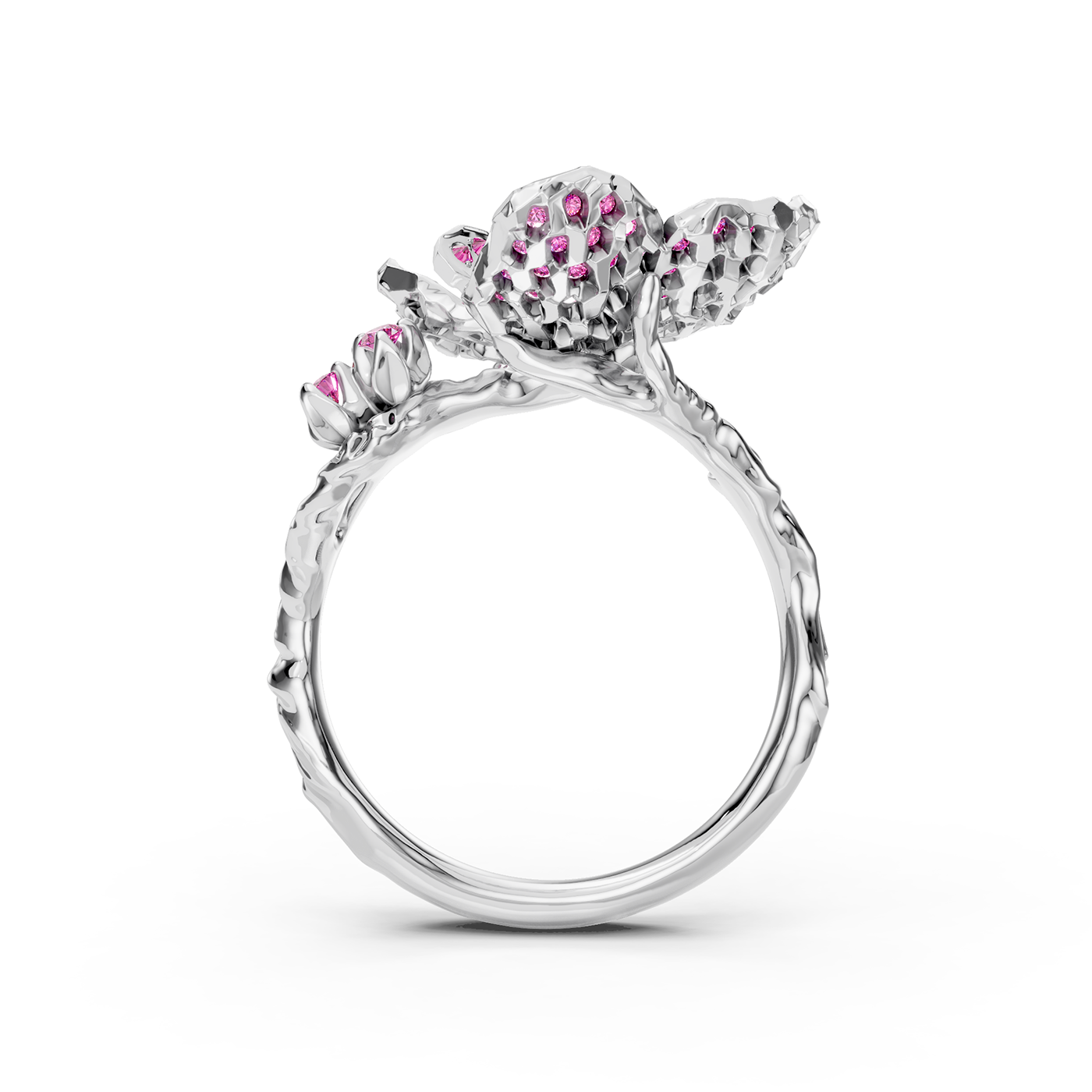 Ring collection Almond Blossom, Sapphire, Ruby, 18K White Gold | Photo 4