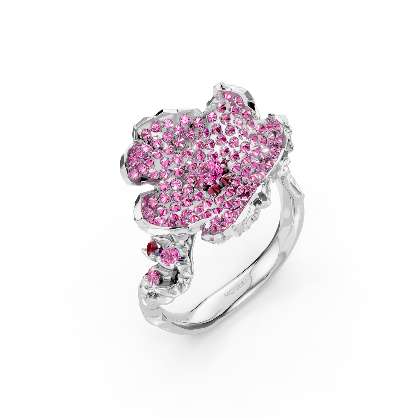 Ring collection Almond Blossom, Sapphire, Ruby, 18K White Gold | Photo 1