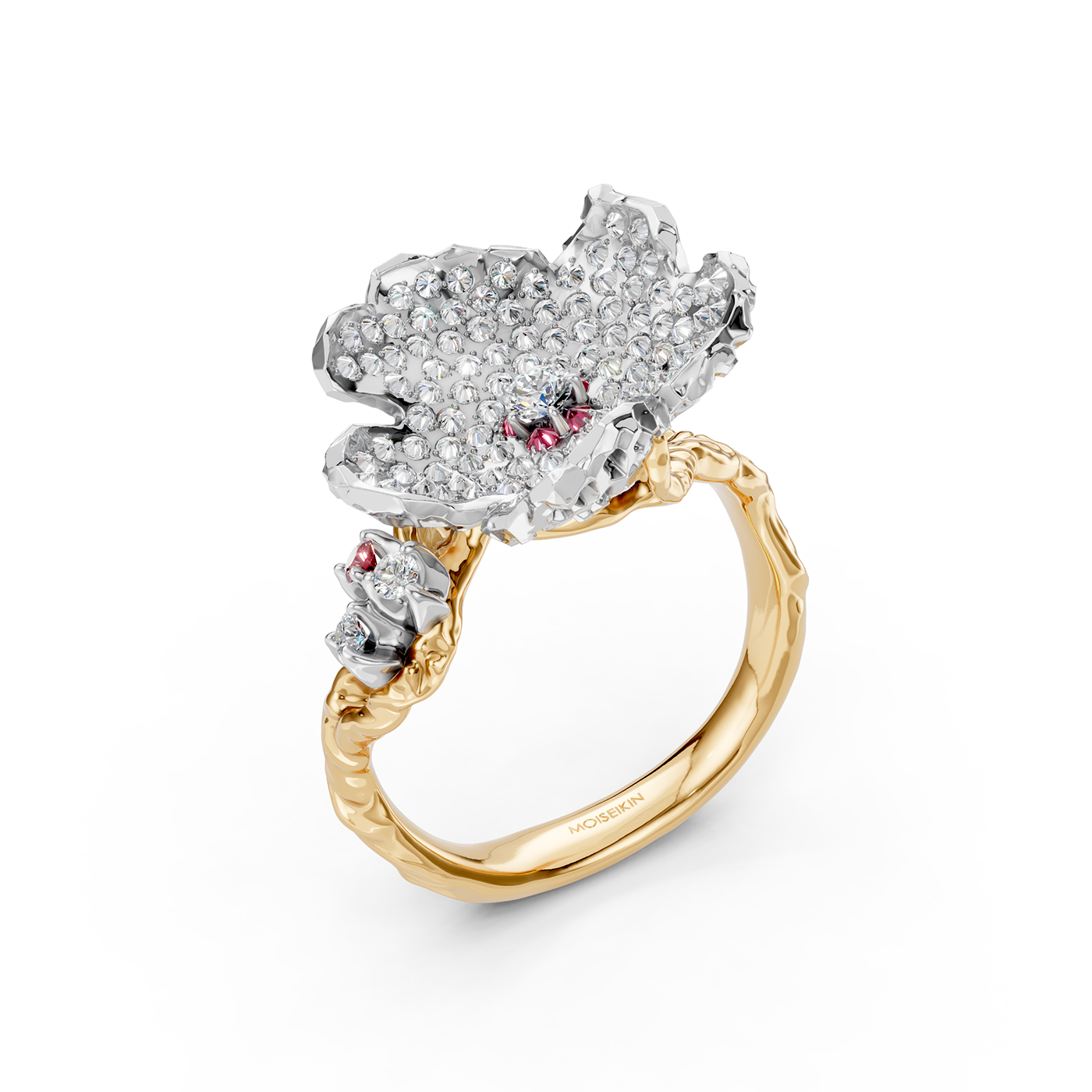 Ring collection Almond Blossom, Diamond, Ruby, 18K Gold | Photo 7