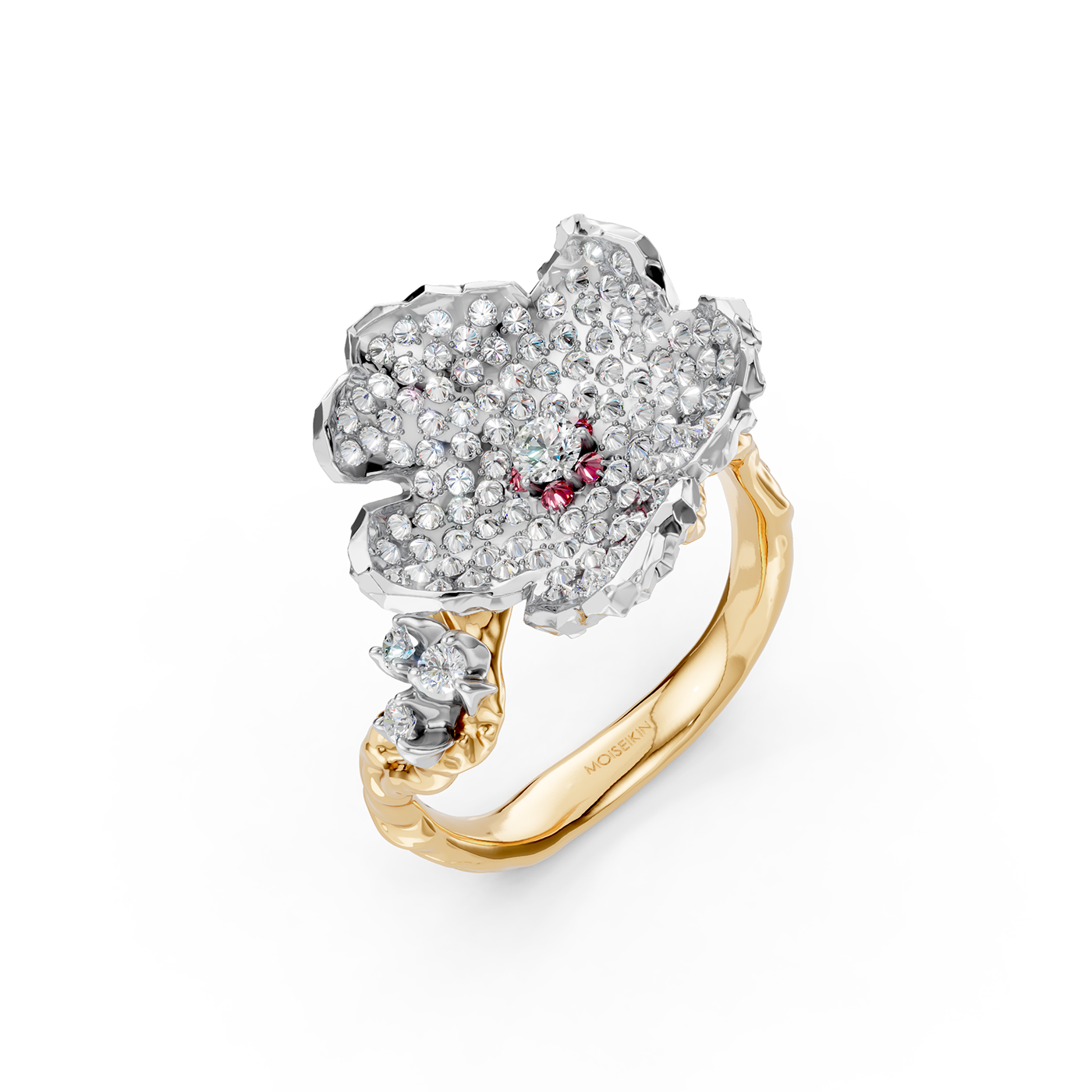 Ring collection Almond Blossom, Diamond, Ruby, 18K Gold | Photo 1