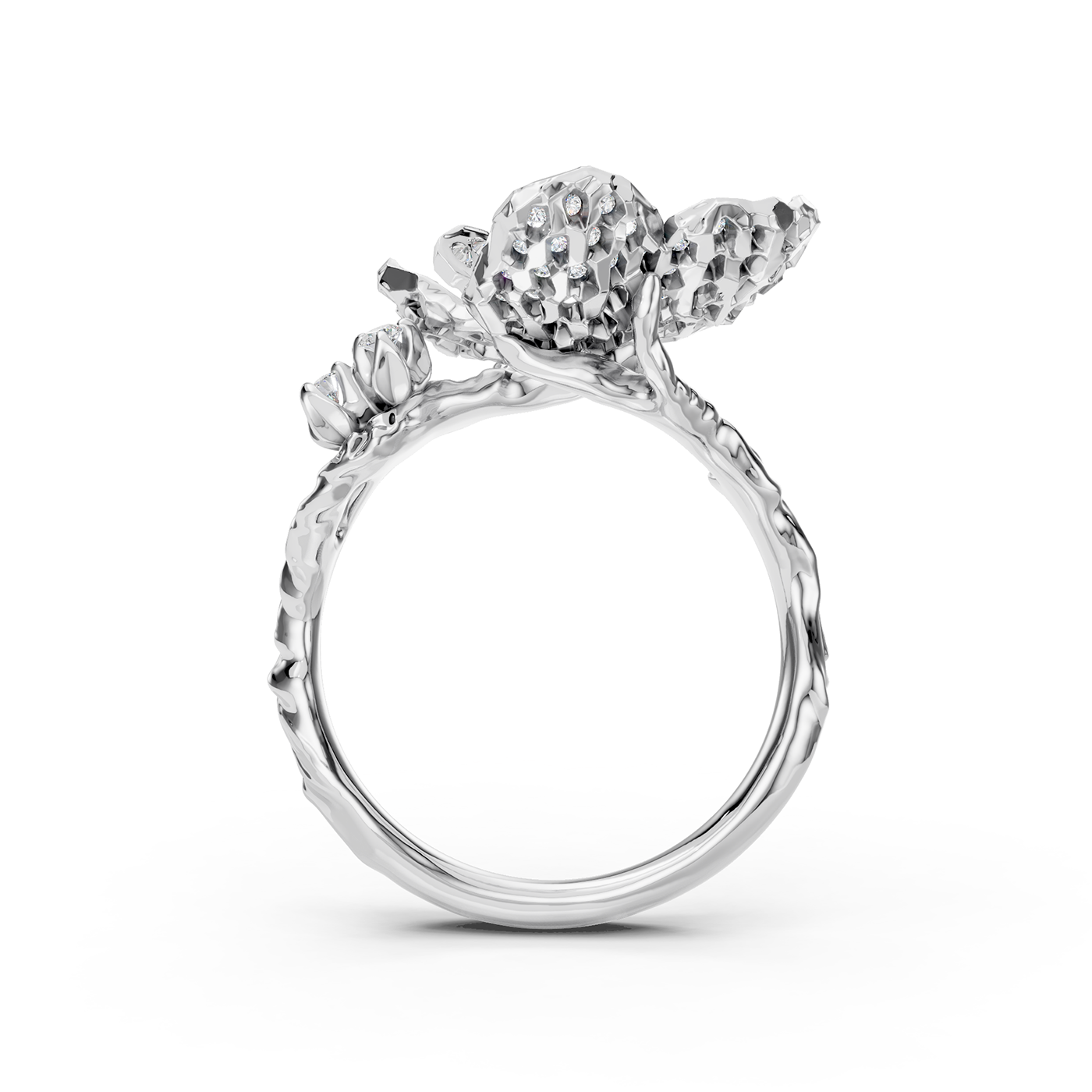 Ring collection Almond Blossom, Diamond, Ruby, 18K White Gold | Photo 4