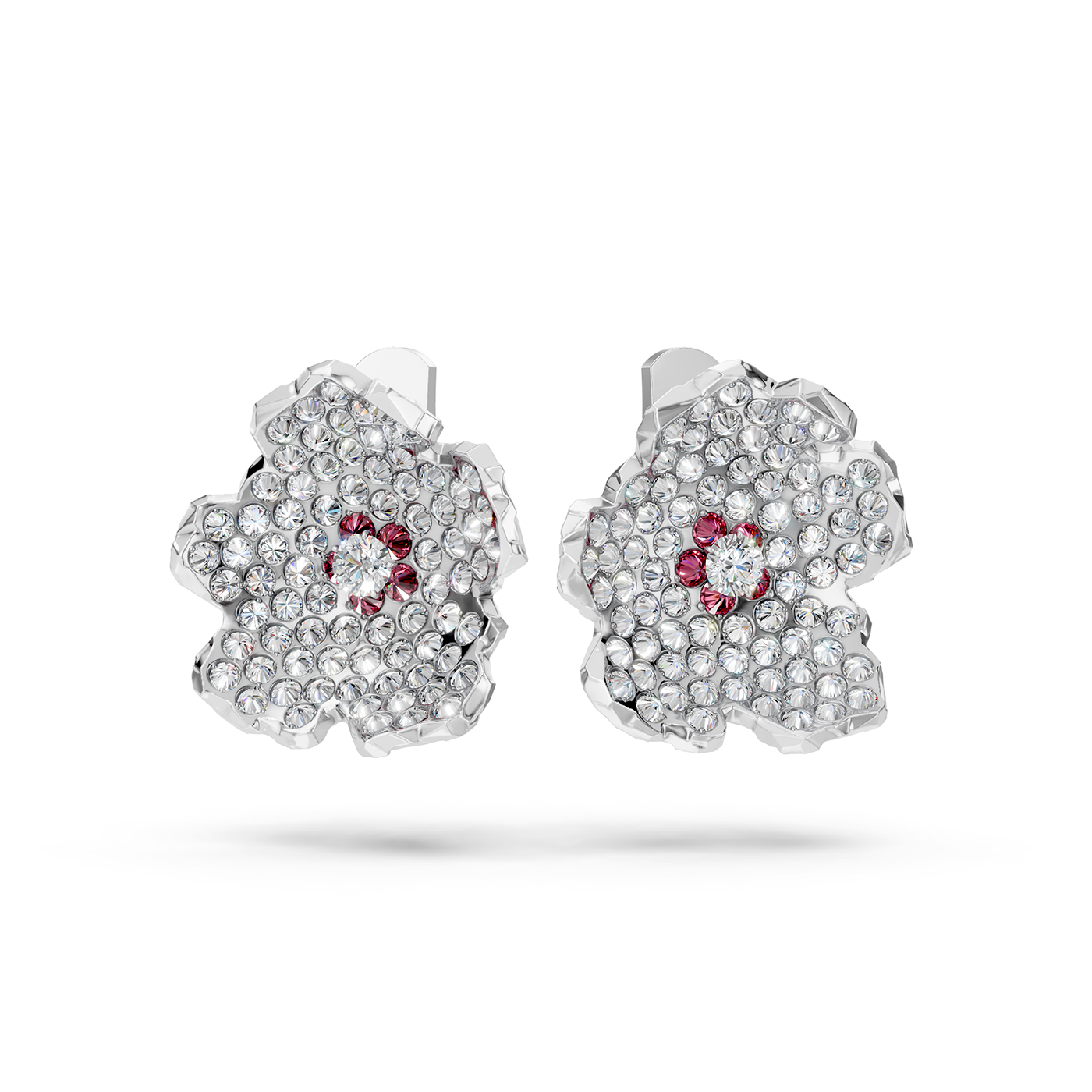 Earrings collection Almond Blossom, Diamond, Ruby, 18K White Gold | Photo 4