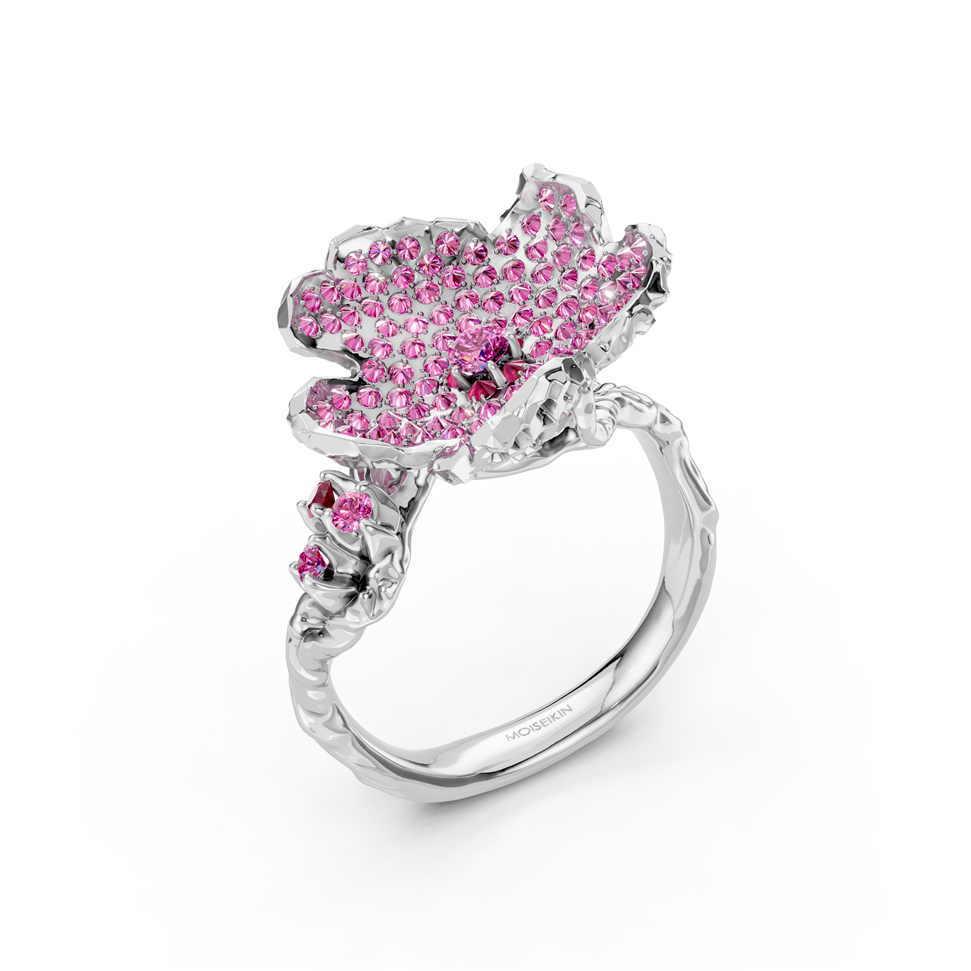 Ring collection Almond Blossom, Sapphire, Ruby, 18K White Gold | Photo 7