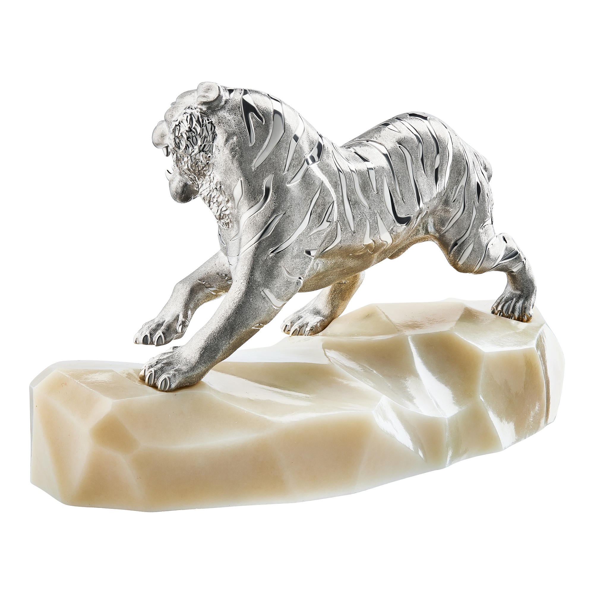 Interior Accessory  «Tiger», MOISEIKIN, White Diamonds, Nephrite, SV925 Silver | Photo 3