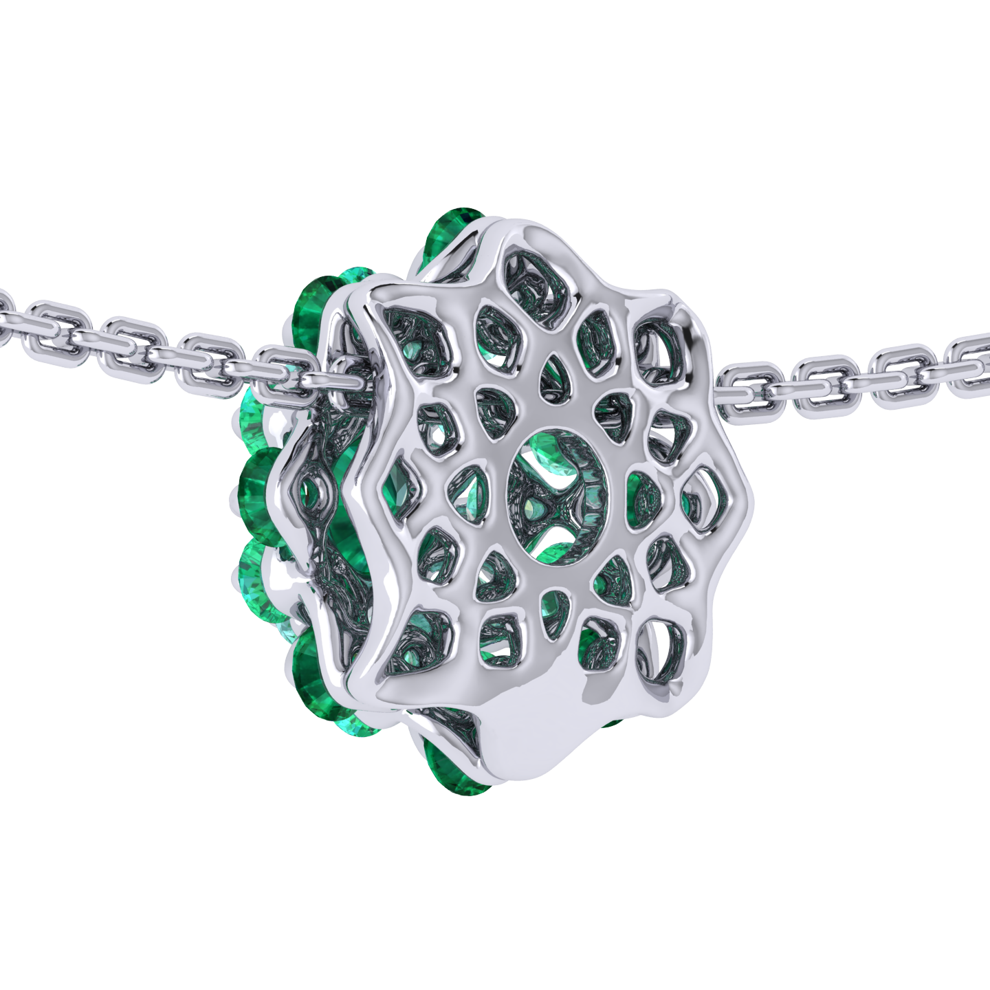 Pendant collection Ball of Colours, MOISEIKIN, Emerald, Diamonds, 18K White Gold | Photo 3