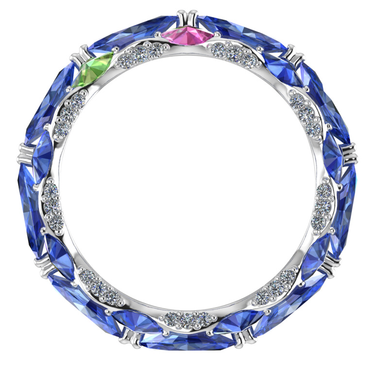 Ring collection Harmony of water, MOISEIKIN, Diamonds, Tanzanites, Sapphires, 18K White Gold | Photo 3