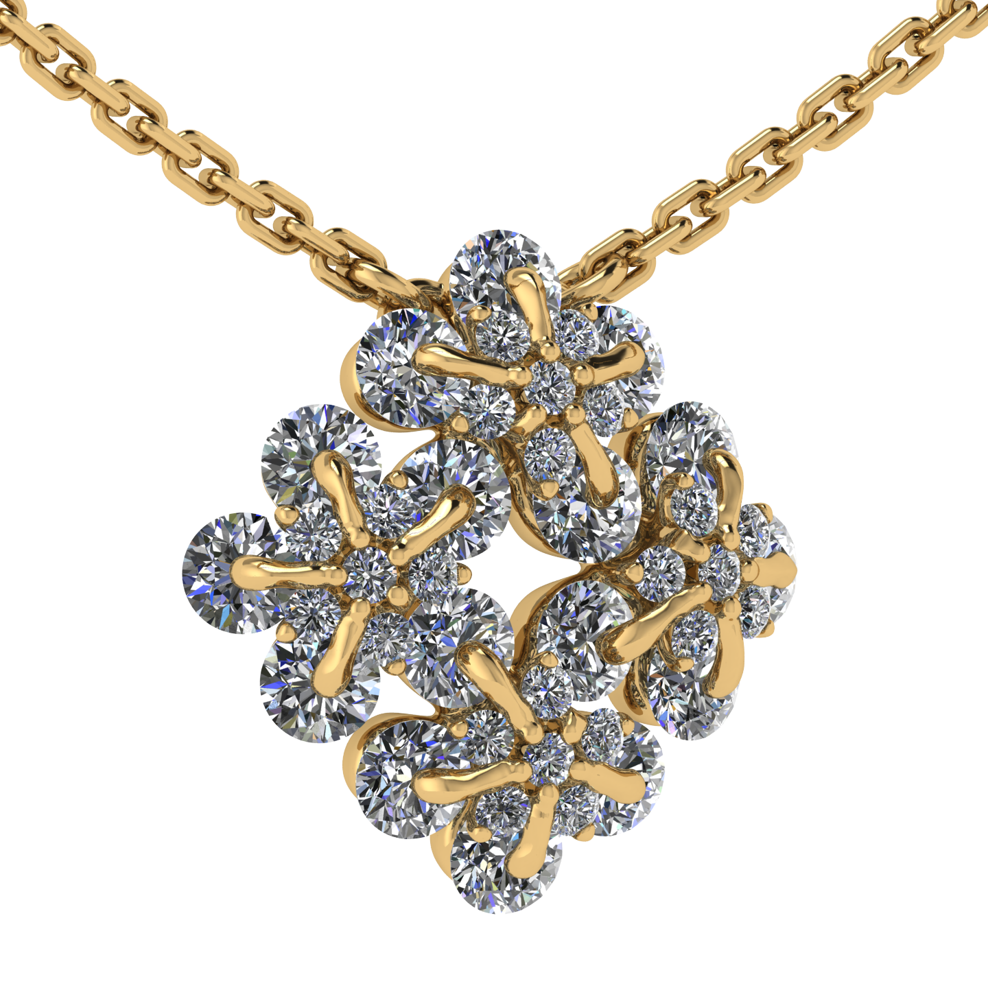 Necklace «Forget-me-nots», collection Waltz of Flowers, MOISEIKIN, Diamond, Ruby, 18K Yellow Gold | Photo 2