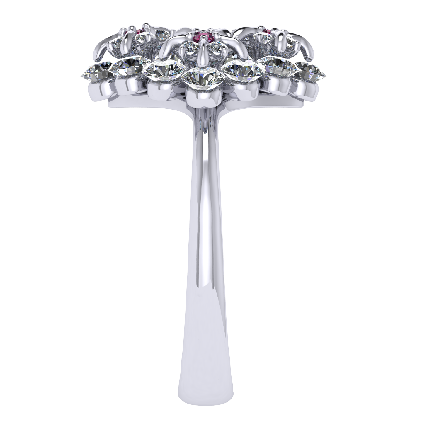 Ring «Forget-me-nots», collection Waltz of Flowers, MOISEIKIN, Diamond, Ruby, 18K White Gold | Photo 2