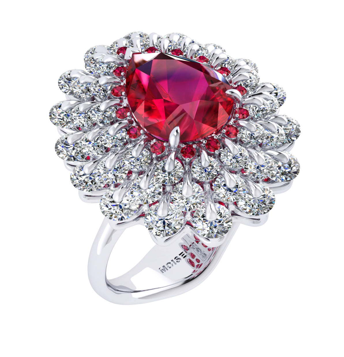 Ring Ruby, Diamond, 18K White Gold | Photo 4