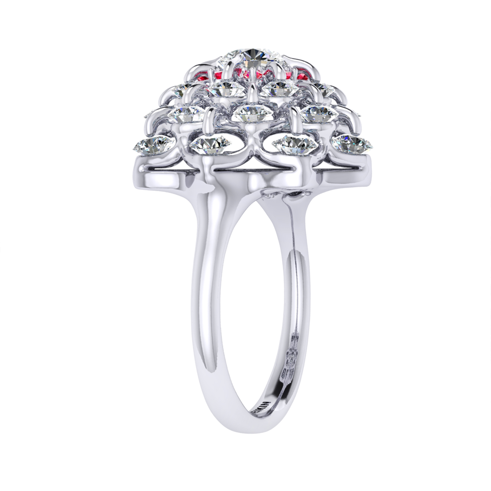 Ring collection Waltz of Snowflakes, MOISEIKIN, Diamond, Rubys, 18K White Gold | Photo 3