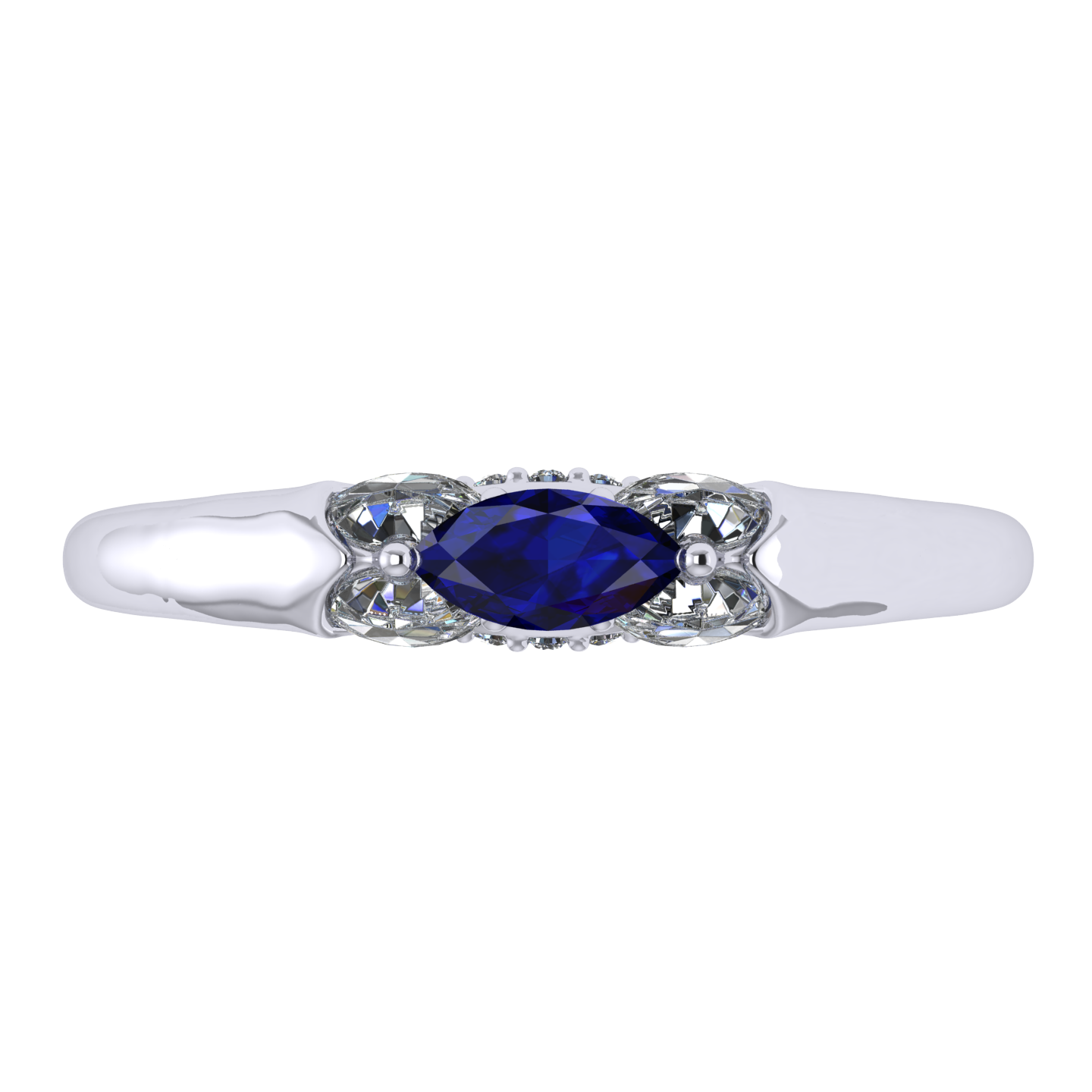 Ring collection Harmony of water, MOISEIKIN, Sapphire, Diamonds, 18K White Gold | Photo 4