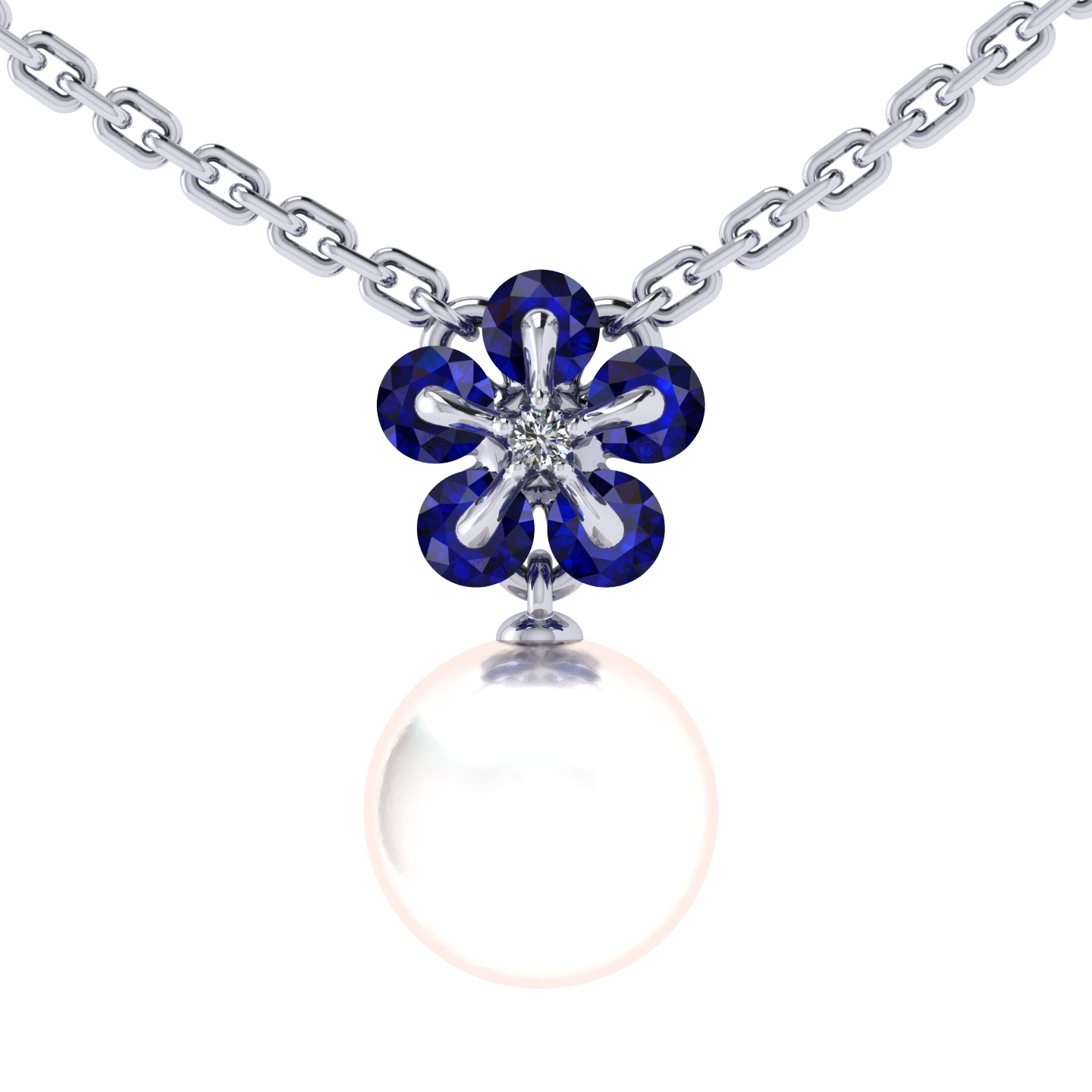 Necklace «Tsvetodelika», collection Waltz of Flowers, MOISEIKIN, Diamond, Sapphire, Ruby, Pearl | Photo 1