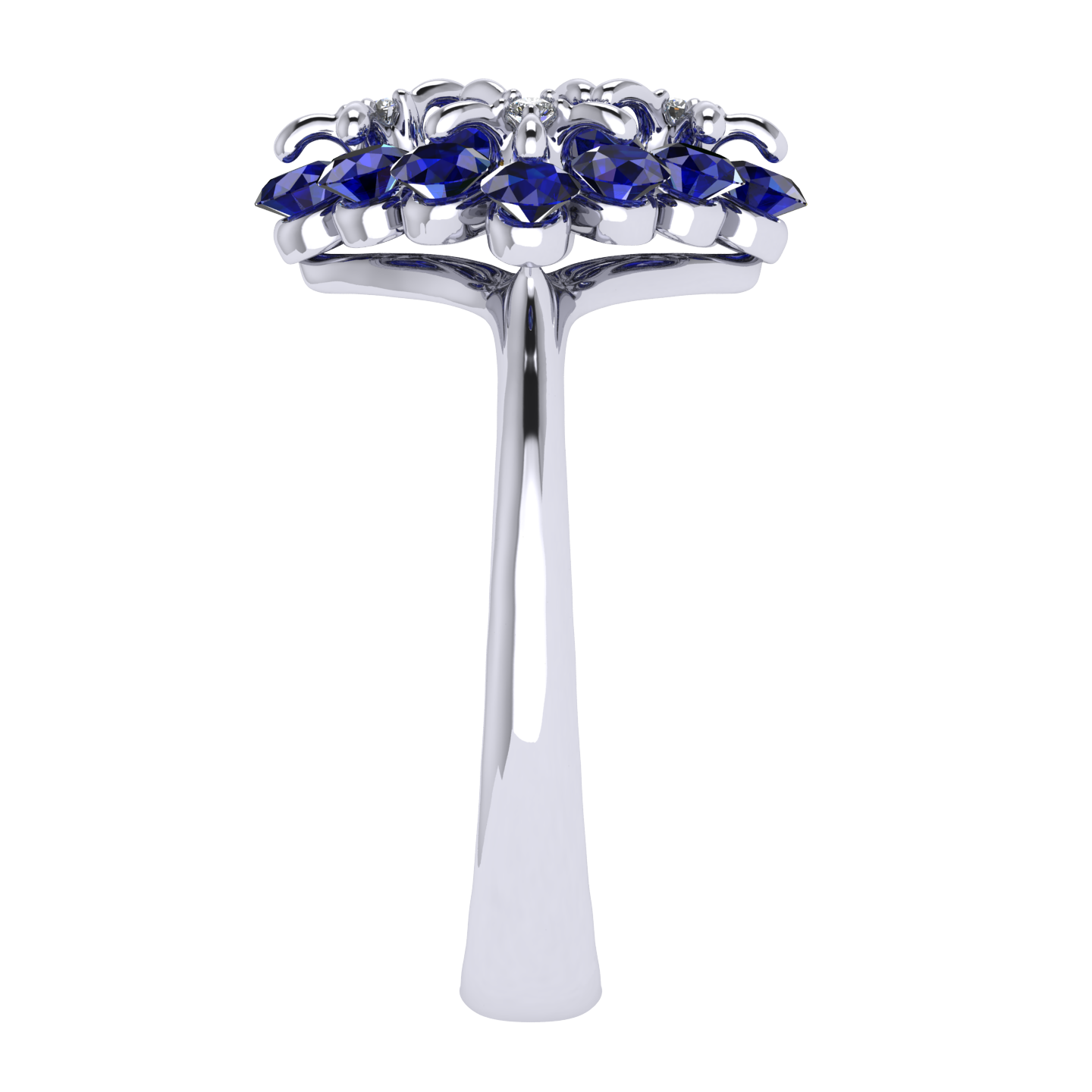 Ring «Tsvetodelika», collection Waltz of Flowers, MOISEIKIN, Diamond, Sapphire, 18K White Gold | Photo 5