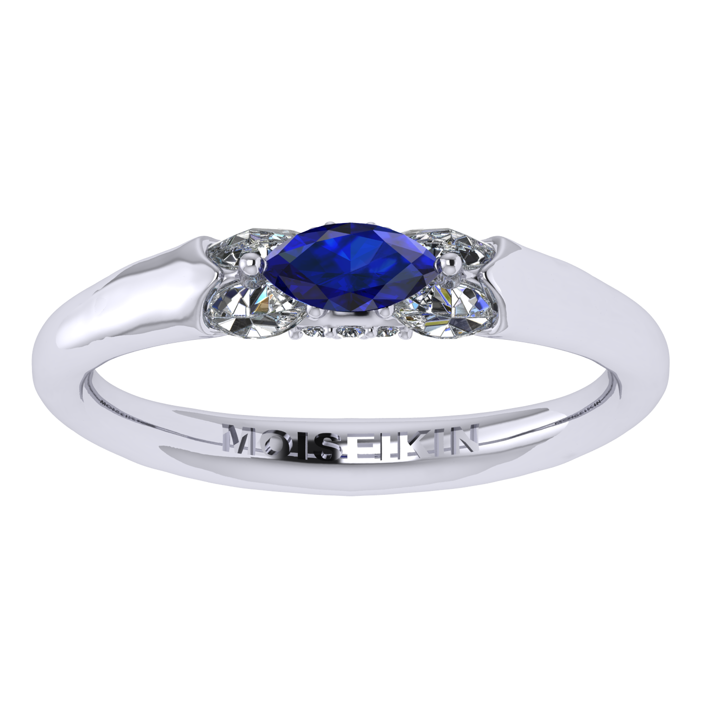 Ring collection Harmony of water, MOISEIKIN, Sapphire, Diamonds, 18K White Gold | Photo 2