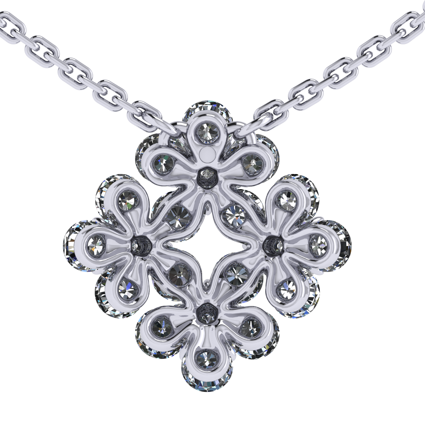 Necklace «Forget-me-nots», collection Waltz of Flowers, MOISEIKIN, Diamond, Ruby, 18K White Gold | Photo 4