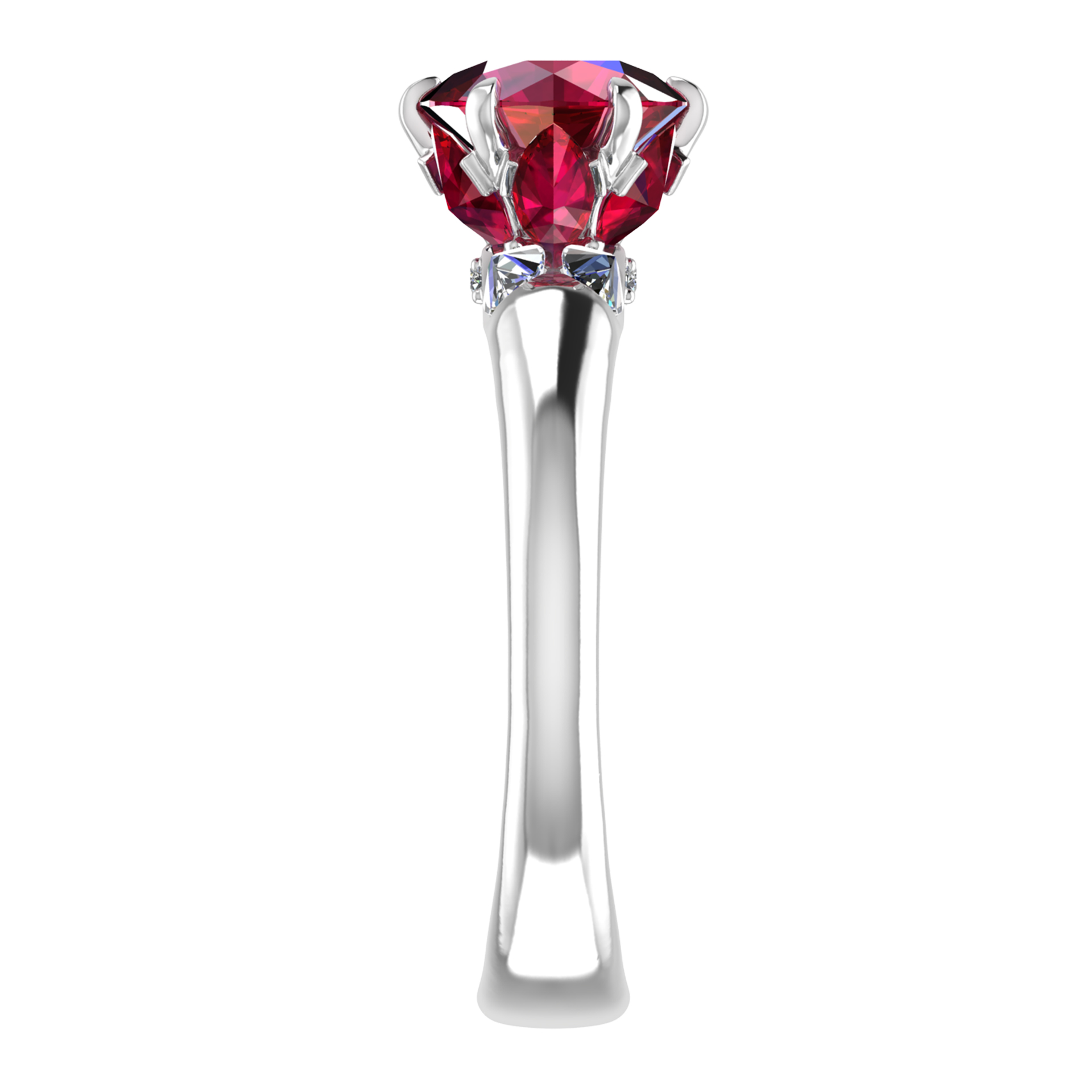 Ring «The Lotus», collection Harmony of water, MOISEIKIN, Ruby, Diamonds, 18K White Gold | Photo 5