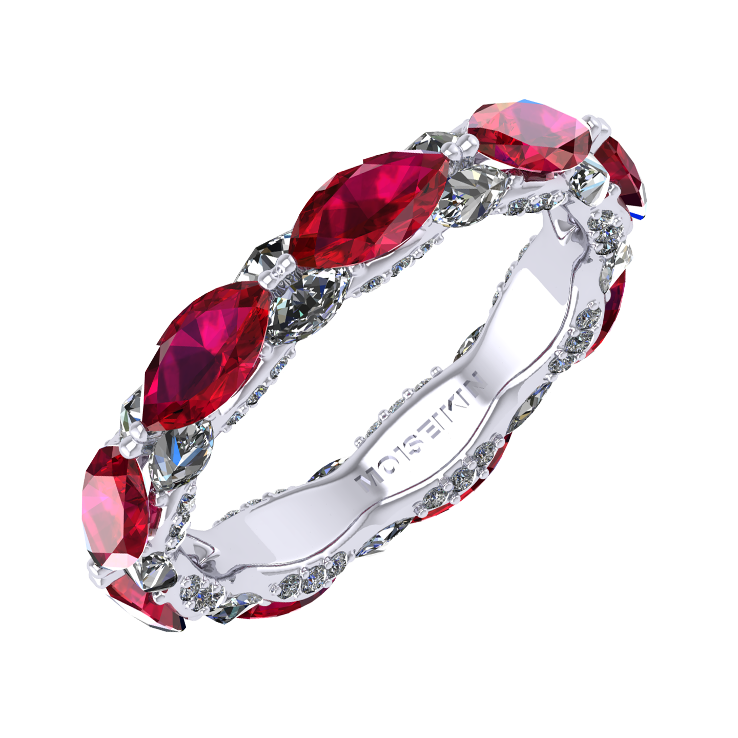 Ring collection Harmony of water, MOISEIKIN, Diamond, Ruby, 18K White Gold | Photo 1