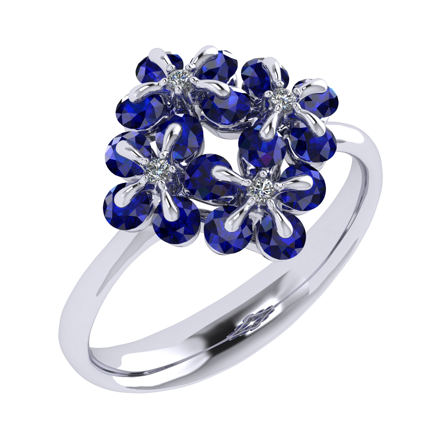 Ring «Tsvetodelika», collection Waltz of Flowers, MOISEIKIN, Diamond, Sapphire, 18K White Gold | Photo 3