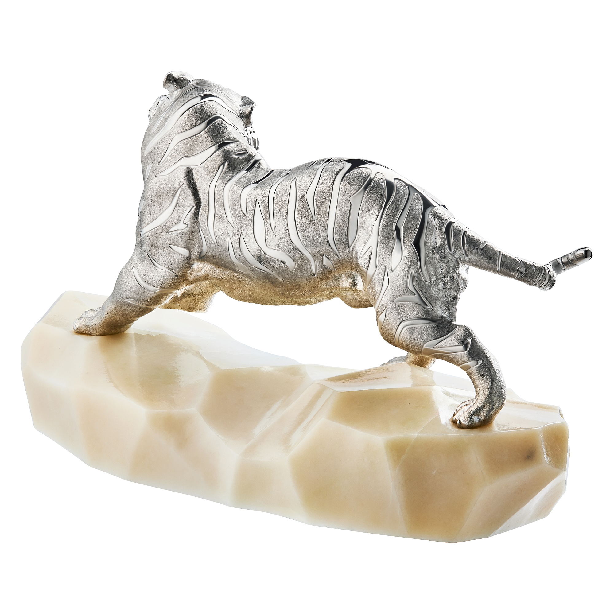 Interior Accessory  «Tiger», MOISEIKIN, White Diamonds, Nephrite, SV925 Silver | Photo 2