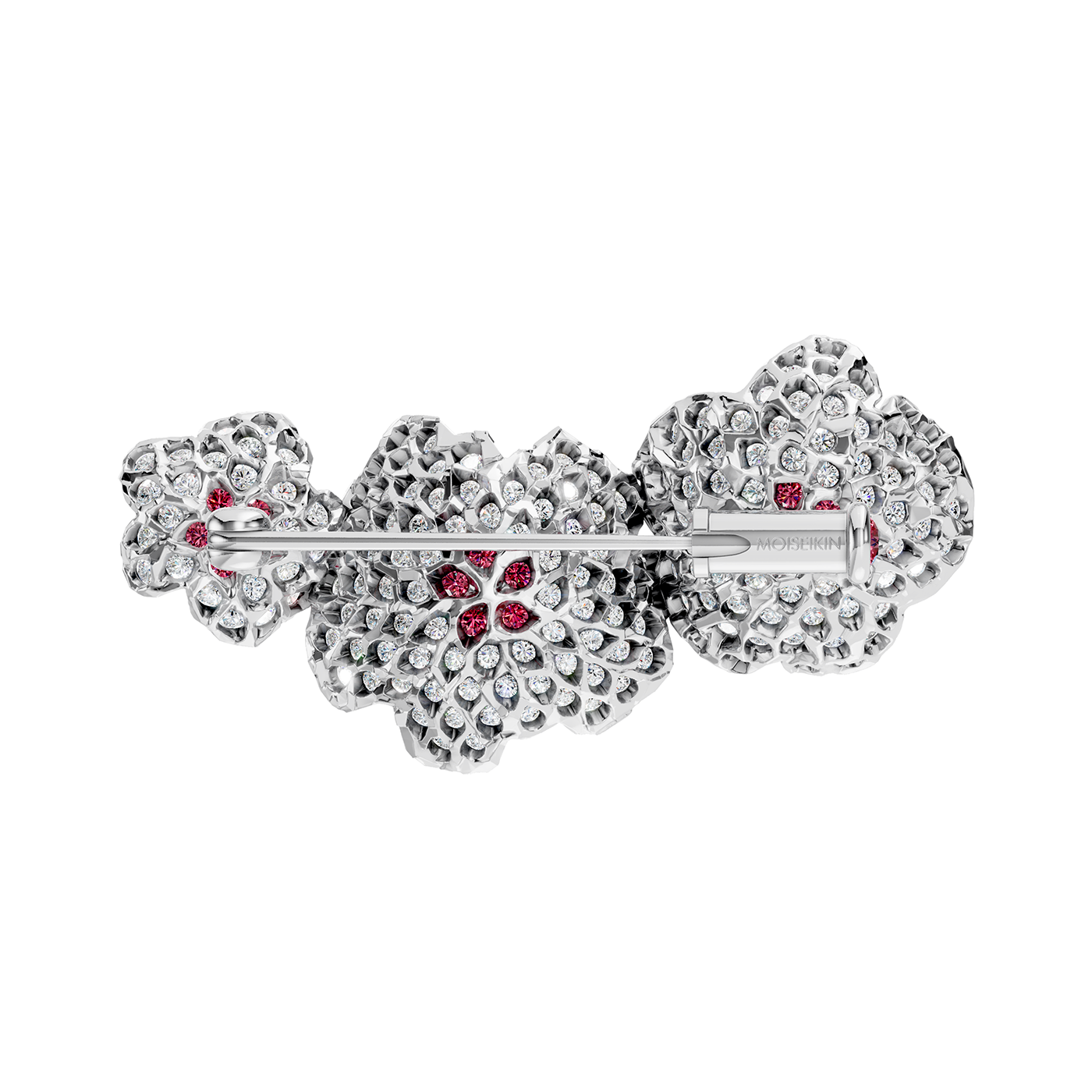 Brooch collection Almond Blossom, Diamond, Ruby, 18K White Gold | Photo 2