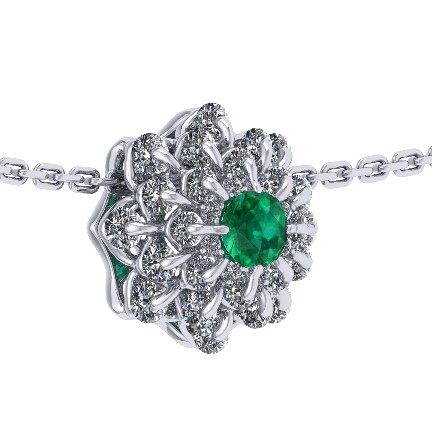 Pendant collection Ball of Colours, MOISEIKIN, Emerald, Diamonds, 18K White Gold | Photo 2