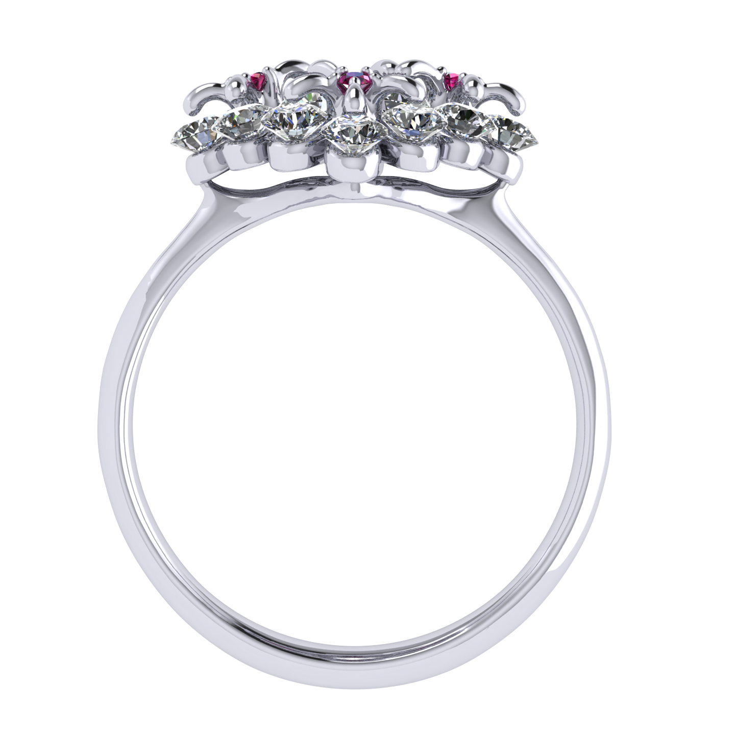 Ring «Tsvetodelika», collection Waltz of Flowers, MOISEIKIN, Diamond, Ruby, 18K White Gold | Photo 2