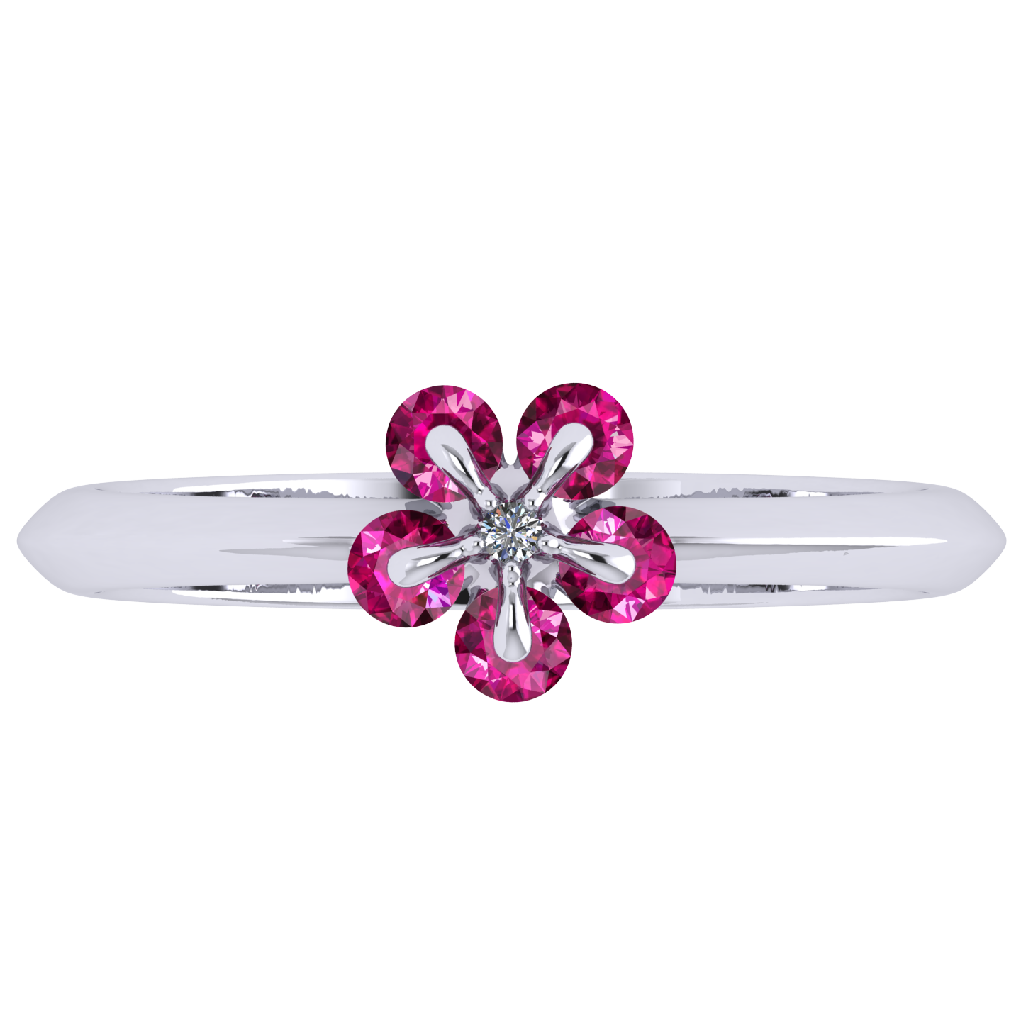 Ring «Tsvetodelika», collection Waltz of Flowers, MOISEIKIN, Diamond, Ruby, 18K White Gold | Photo 2