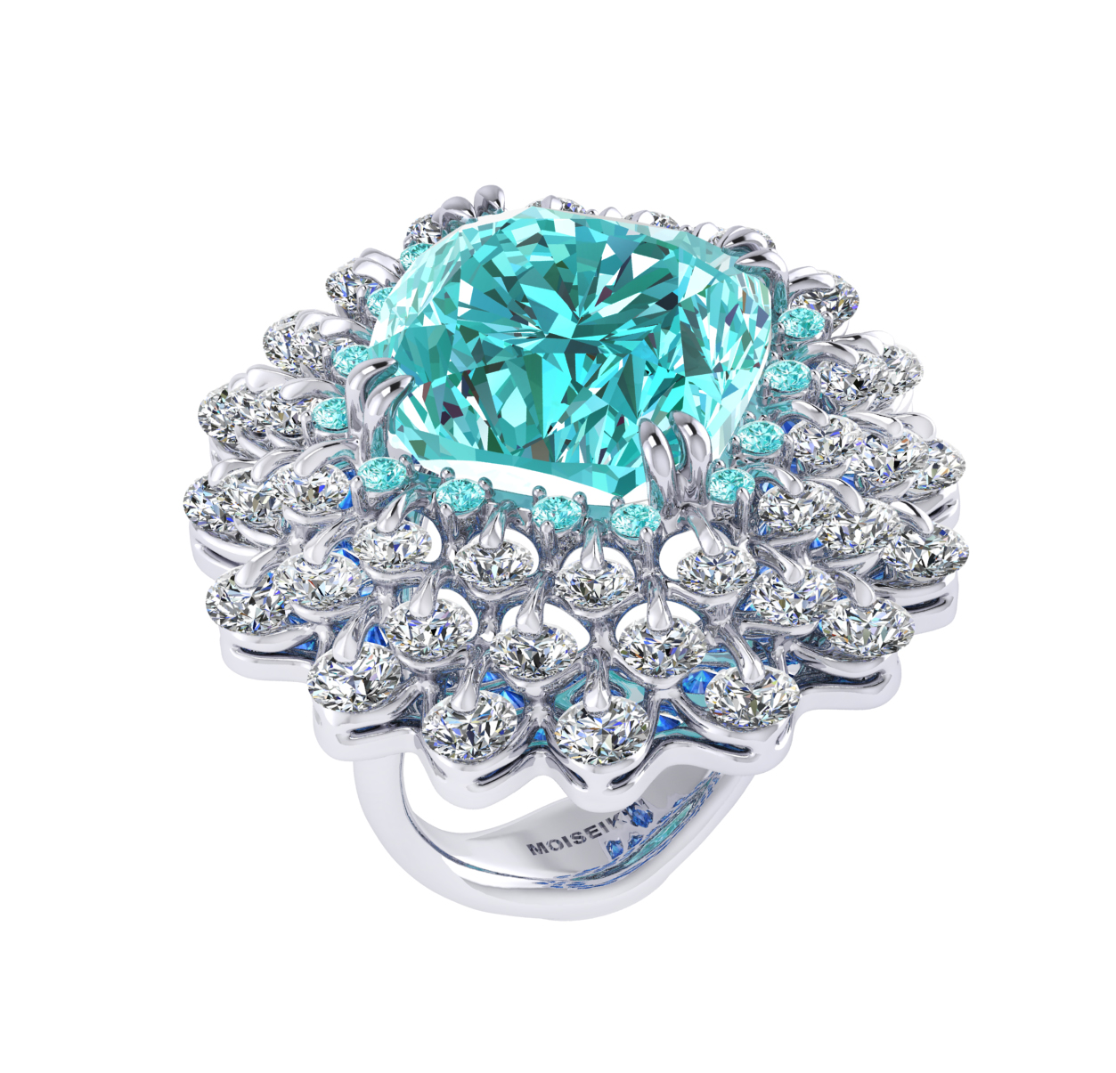 Ring 'The frame without the central stone', collection Ball of Colours, Paraiba tourmaline, Diamond | Photo 1