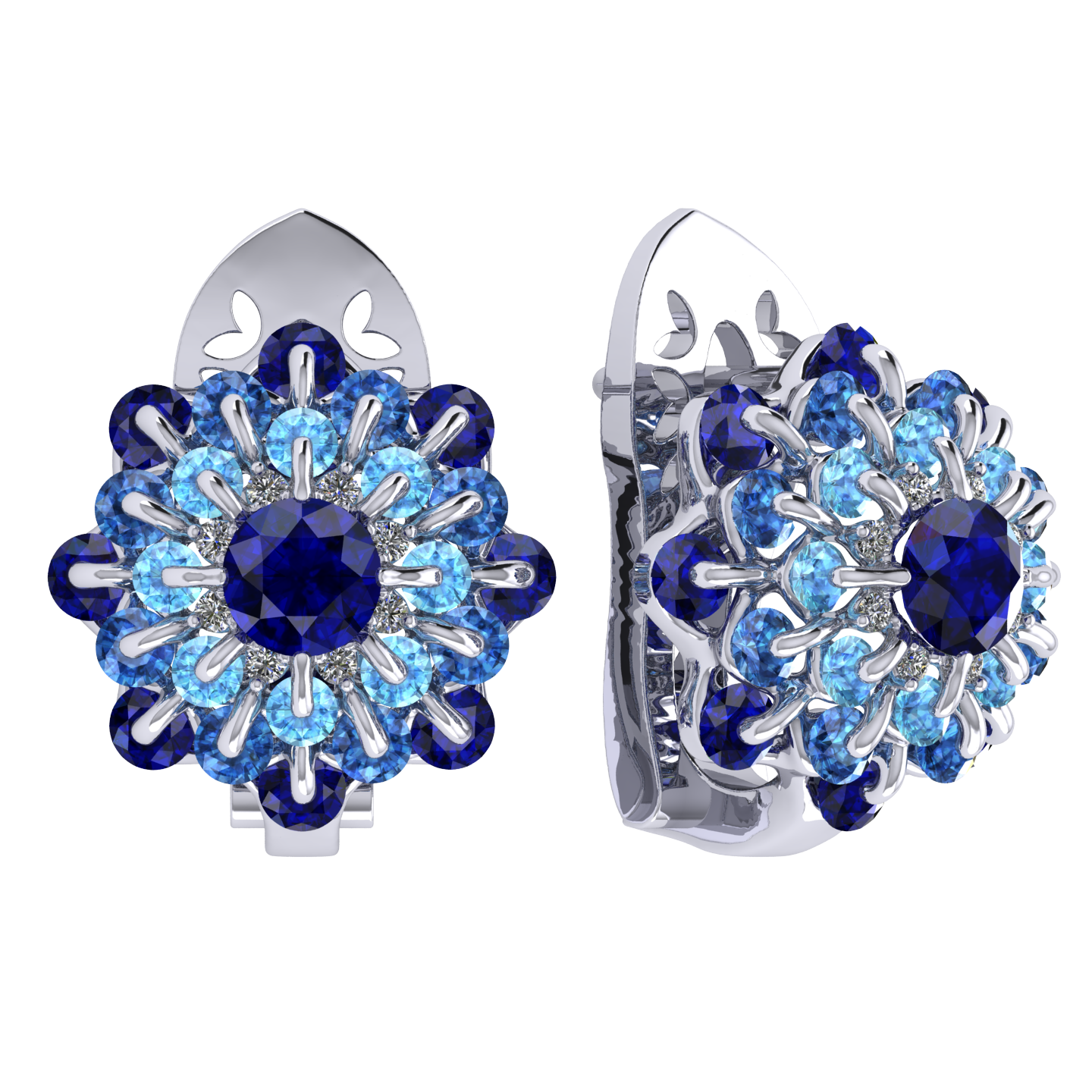 Earrings collection Ball of Colours, MOISEIKIN, Sapphires, Diamonds, 18K White Gold | Photo 1