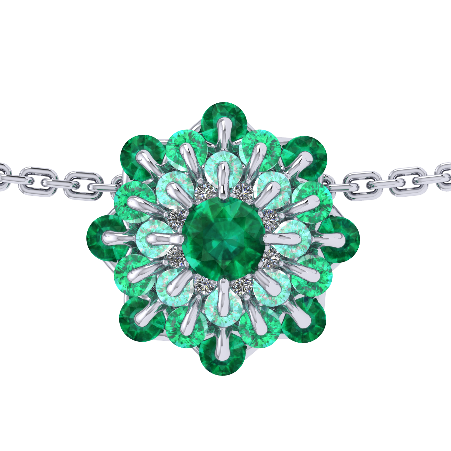 Pendant collection Ball of Colours, MOISEIKIN, Emerald, Diamonds, 18K White Gold | Photo 1