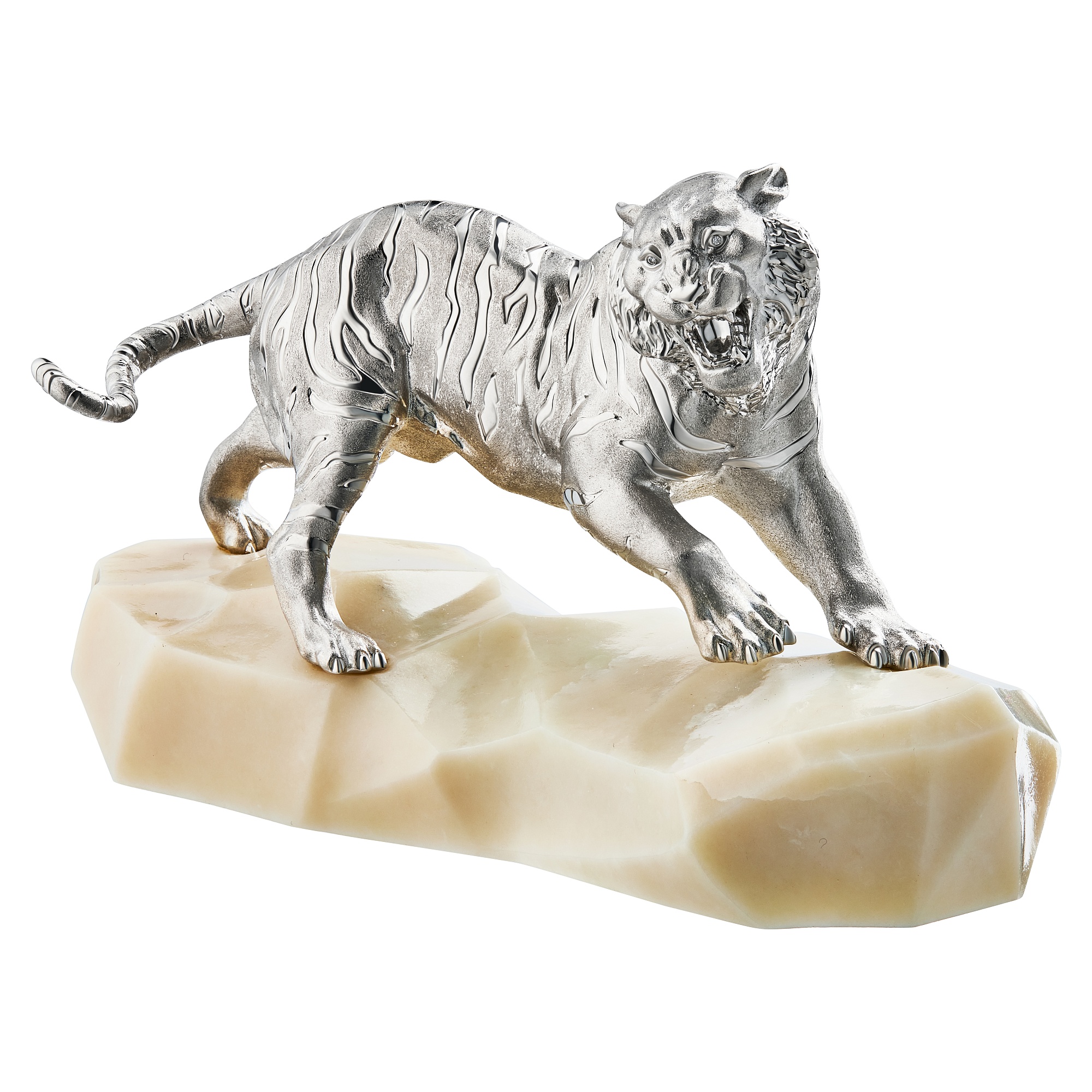 Interior Accessory  «Tiger», MOISEIKIN, White Diamonds, Nephrite, SV925 Silver | Photo 1