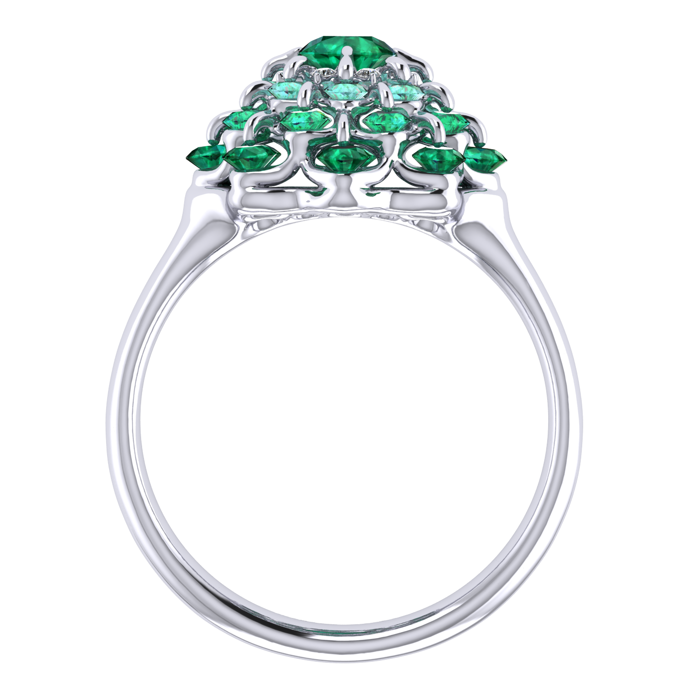 Ring collection Ball of Colours, MOISEIKIN, Emerald, Diamonds, 18K White Gold | Photo 4