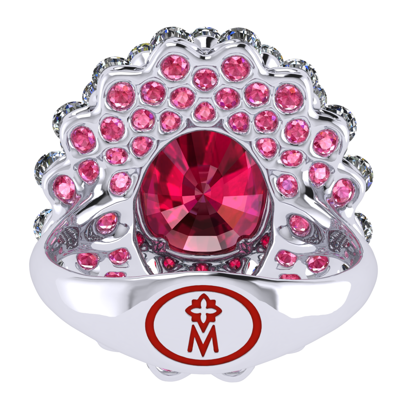 Ring 'The frame without the central stone', collection Ball of Colours, Ruby, Diamond, 18K White Gold | Photo 6