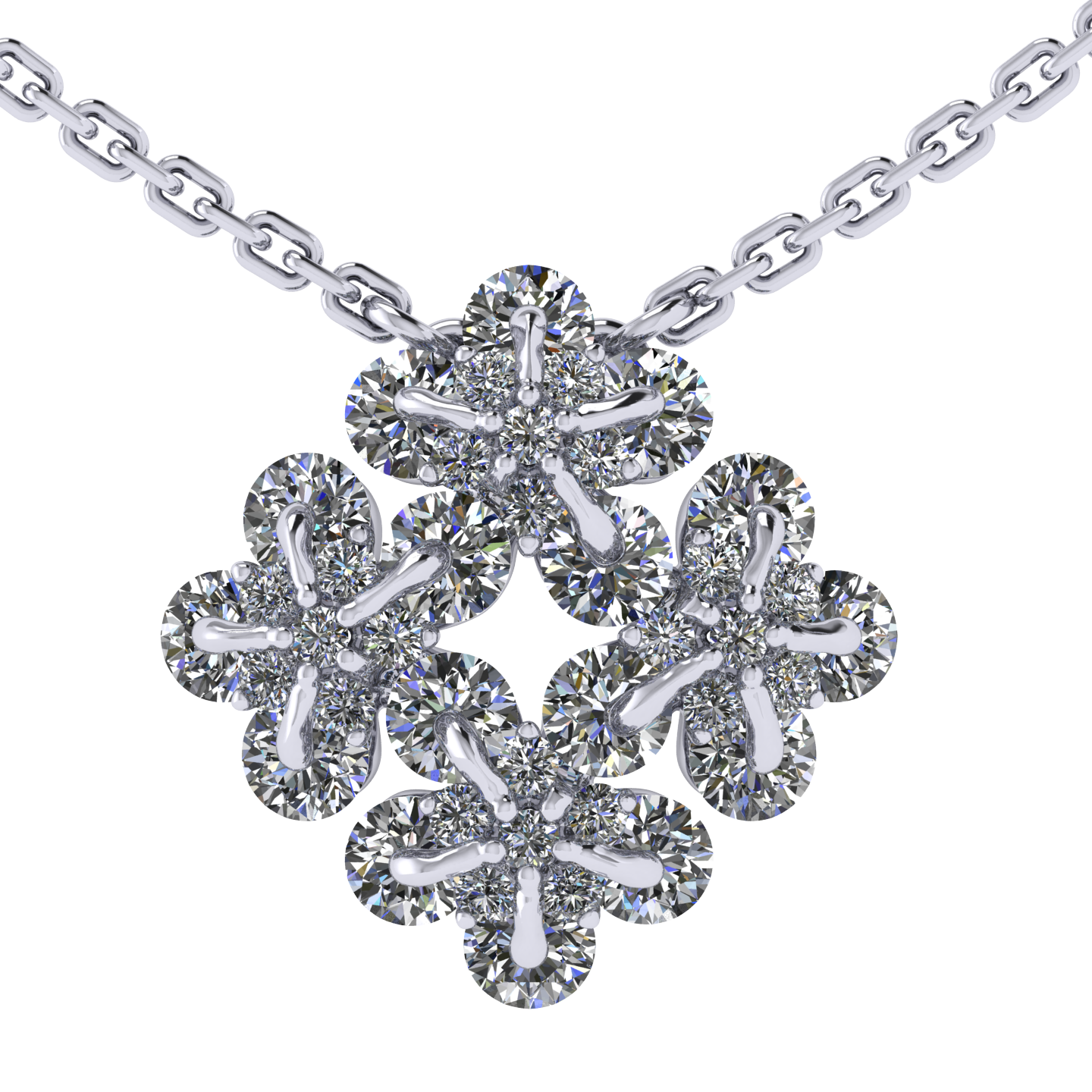 Necklace «Forget-me-nots», collection Waltz of Flowers, MOISEIKIN, Diamond, Ruby, 18K White Gold | Photo 1