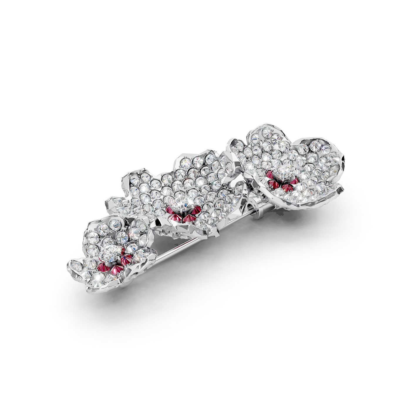 Brooch collection Almond Blossom, Diamond, Ruby, 18K White Gold | Photo 6