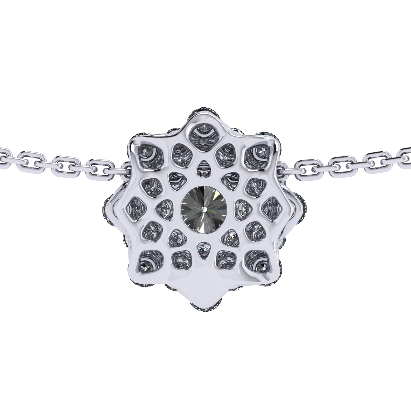 Necklace collection Waltz of Snowflakes, MOISEIKIN, Diamond, Ruby, 18K White Gold | Photo 4