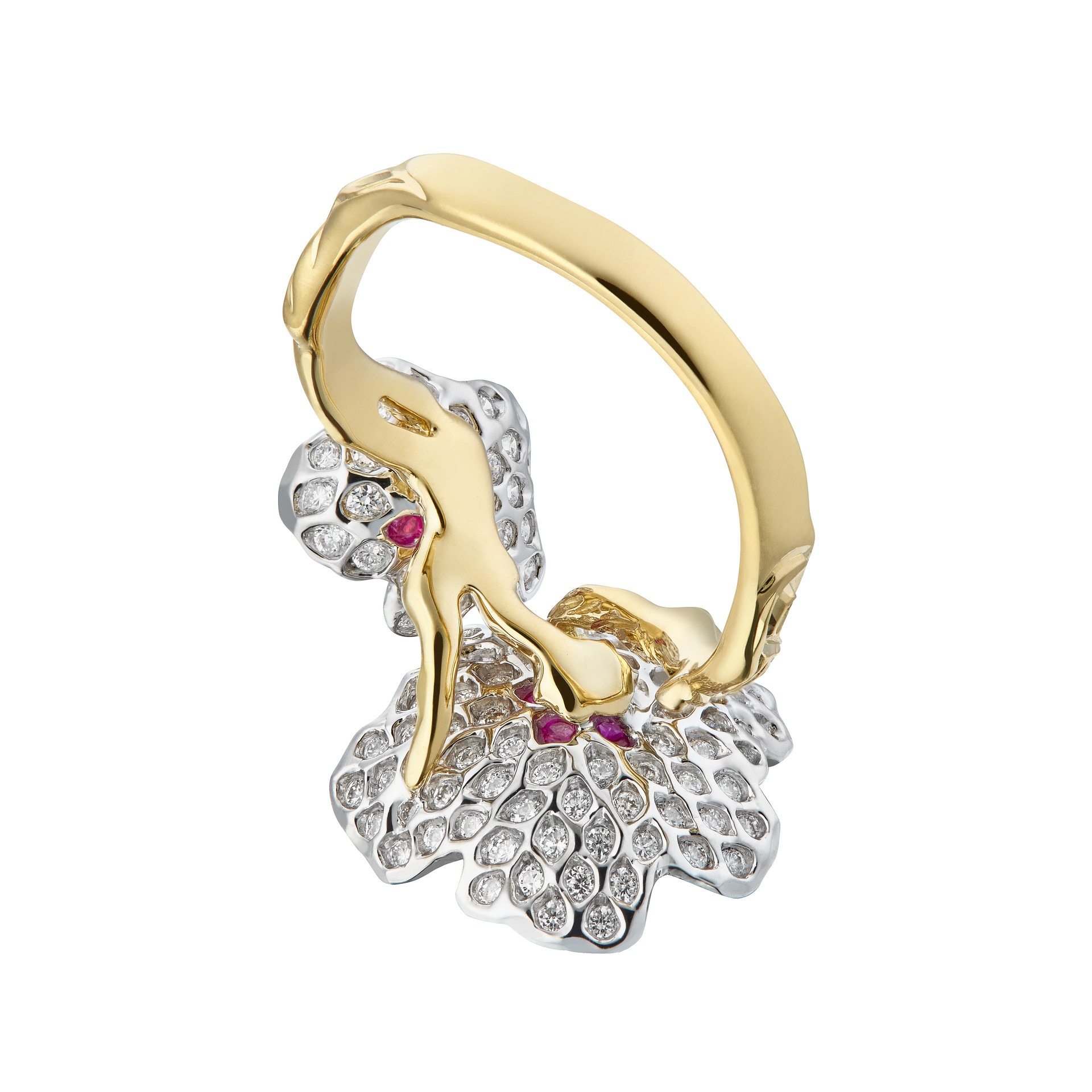 Ring collection Almond blossom, MOISEIKIN, Diamond, Ruby, 18K Gold | Photo 3