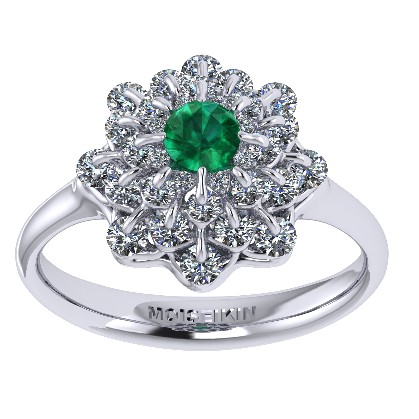 Ring collection Ball of Colours, MOISEIKIN, Emerald, Diamonds, 18K White Gold | Photo 2