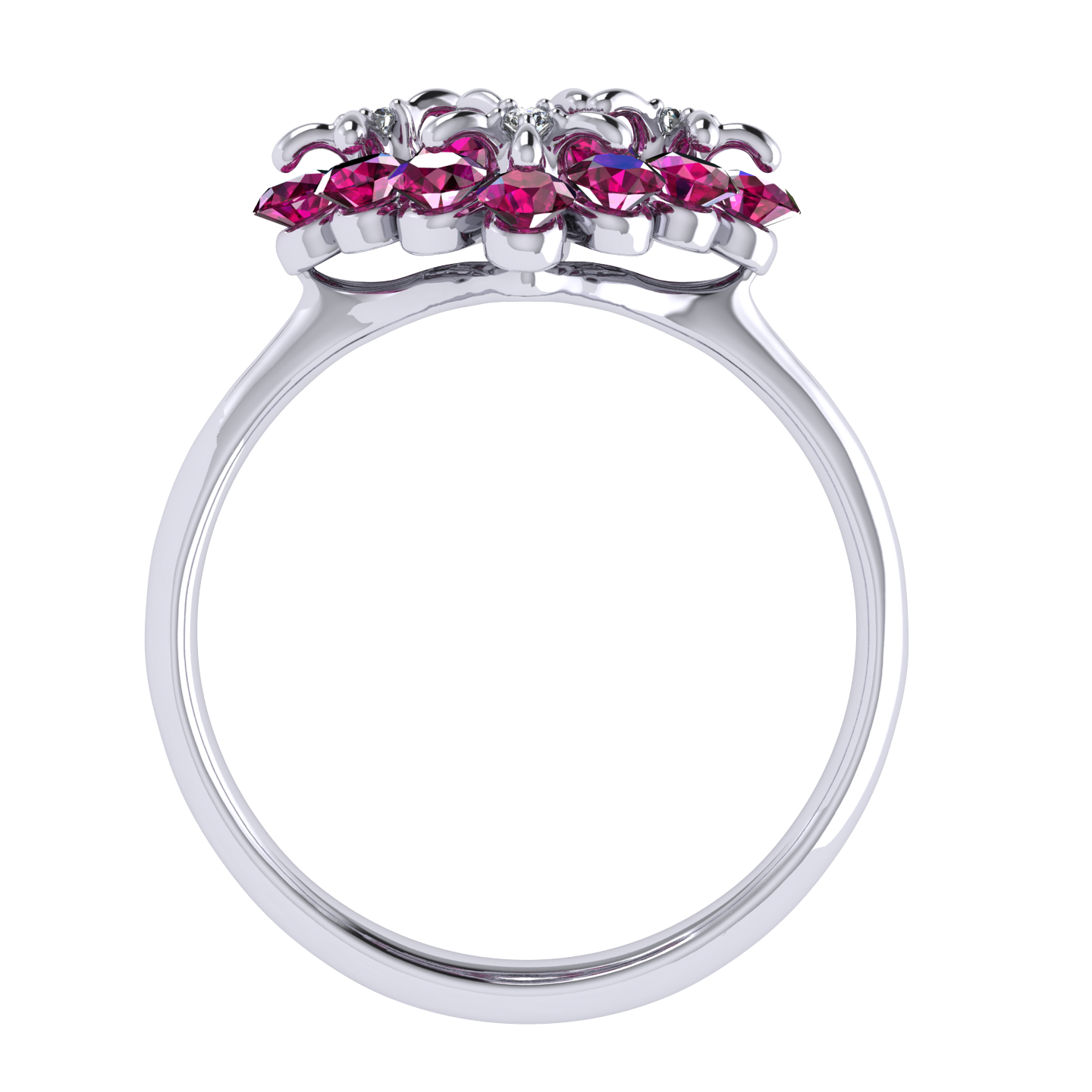 Ring «Tsvetodelika», collection Waltz of Flowers, MOISEIKIN, Diamond, Ruby, 18K White Gold | Photo 4