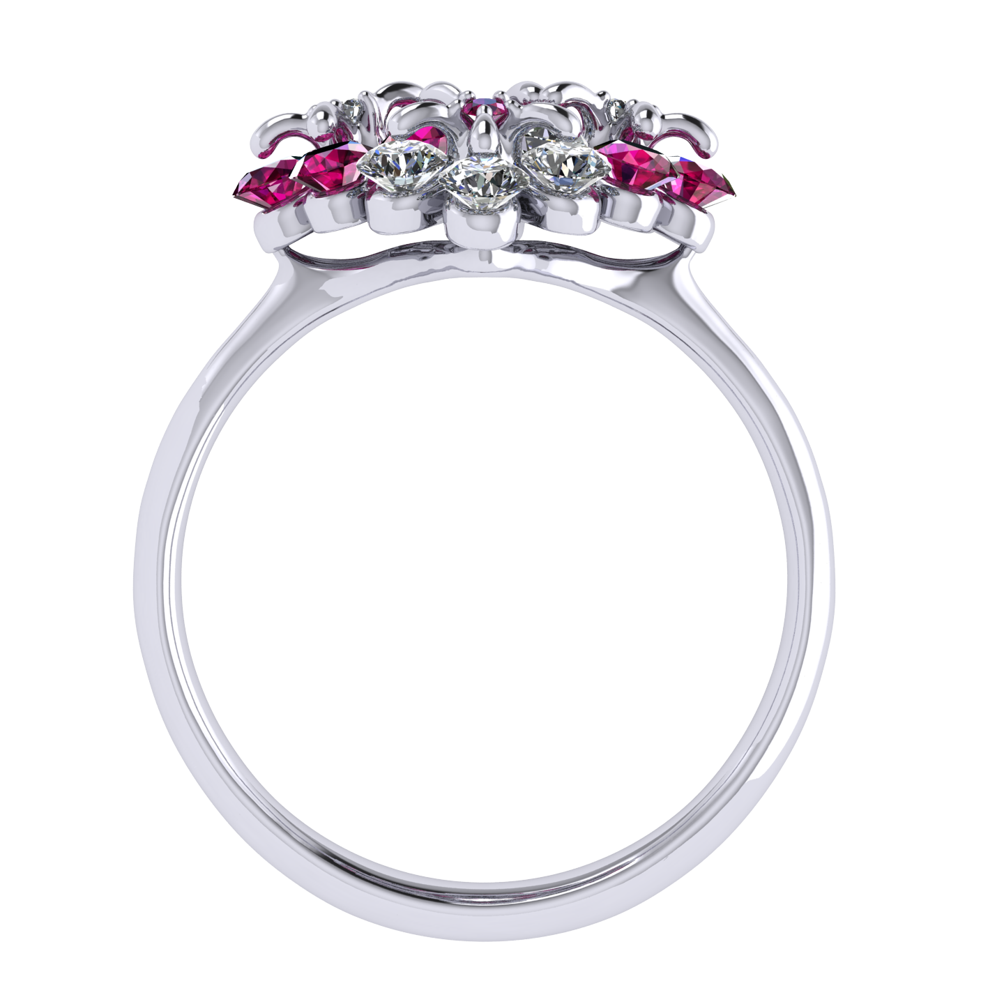 Ring «Tsvetodelika», collection Waltz of Flowers, MOISEIKIN, Diamond, Ruby, 18K White Gold | Photo 3