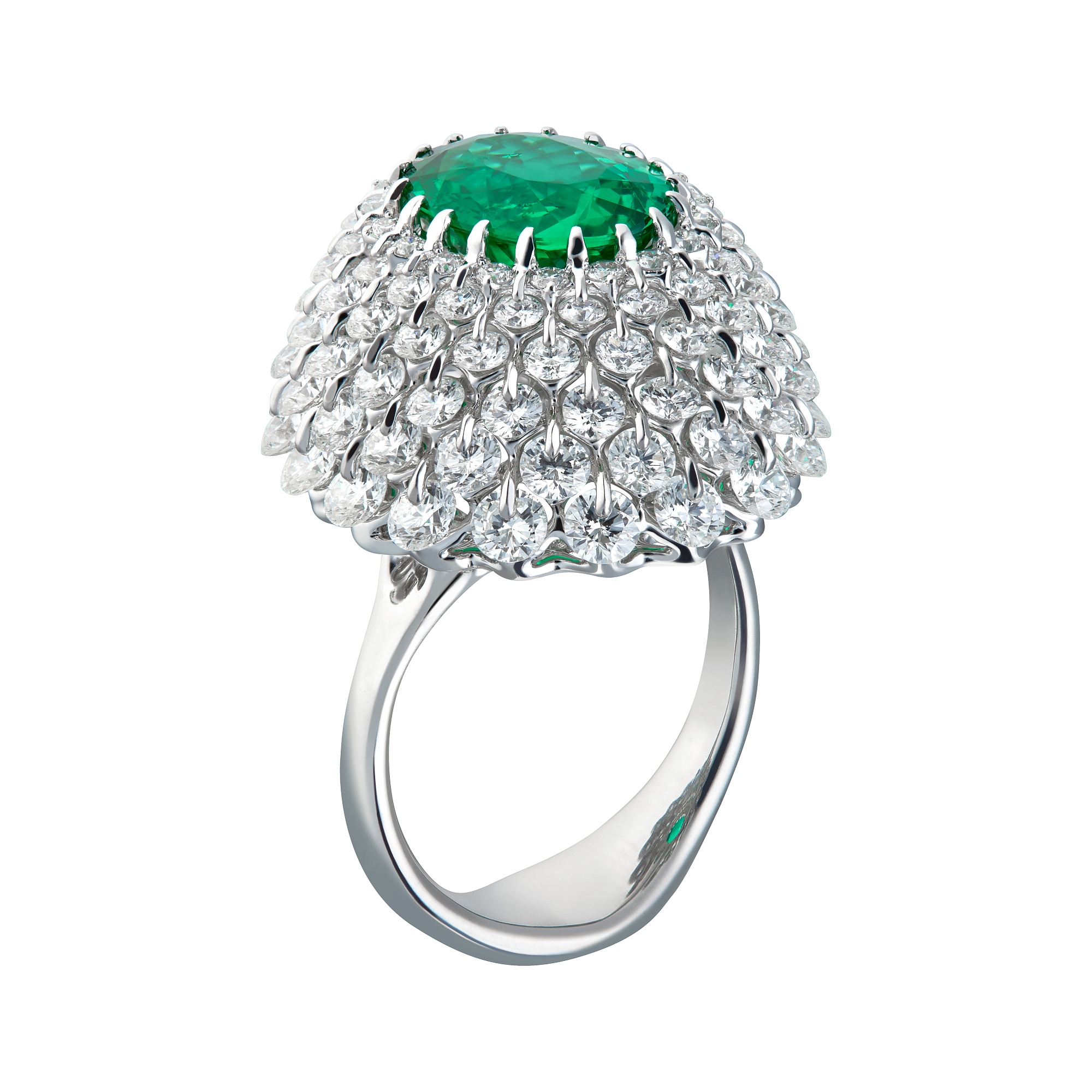 Ring collection Ball of Colours, MOISEIKIN, Emerald, Diamonds, 18K White Gold | Photo 2