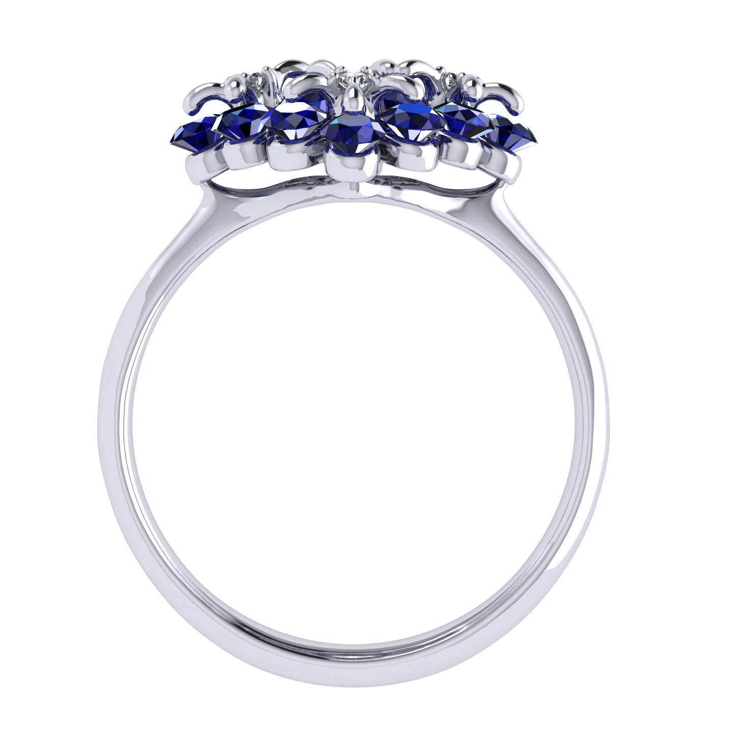 Ring «Tsvetodelika», collection Waltz of Flowers, MOISEIKIN, Diamond, Sapphire, 18K White Gold | Photo 4