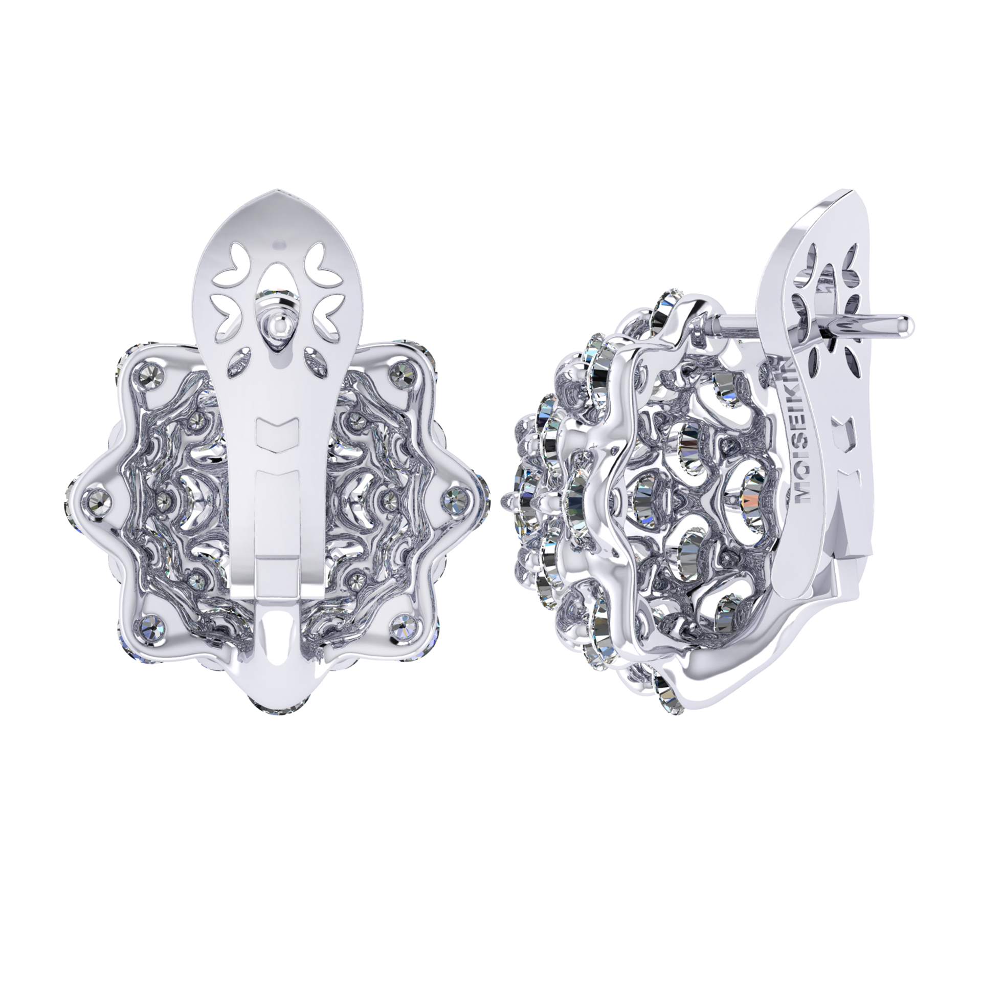 Earrings collection Waltz of Snowflakes, MOISEIKIN, Diamonds, Rubys, 18K White Gold | Photo 2