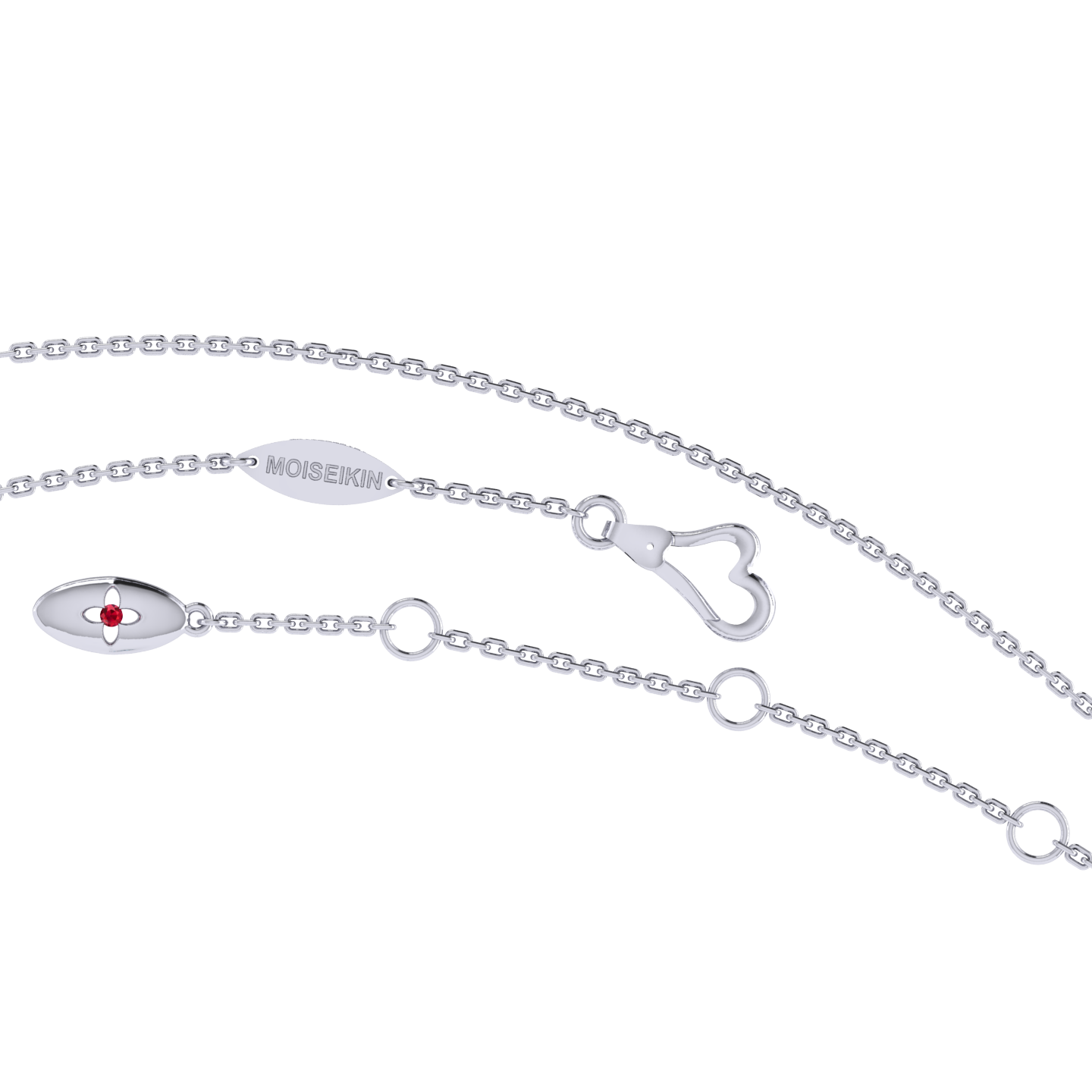 Necklace «Tsvetodelika», collection Waltz of Flowers, MOISEIKIN, Ruby, 18K White Gold | Photo 2