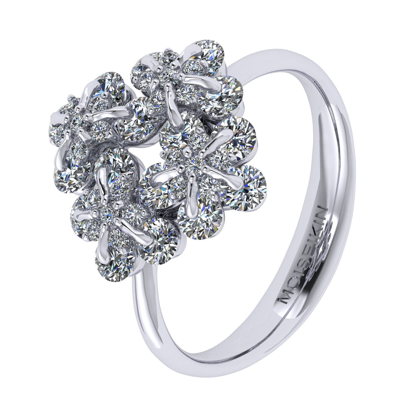 Ring «Forget-me-nots», collection Waltz of Flowers, MOISEIKIN, Diamond, 18K White Gold | Photo 1