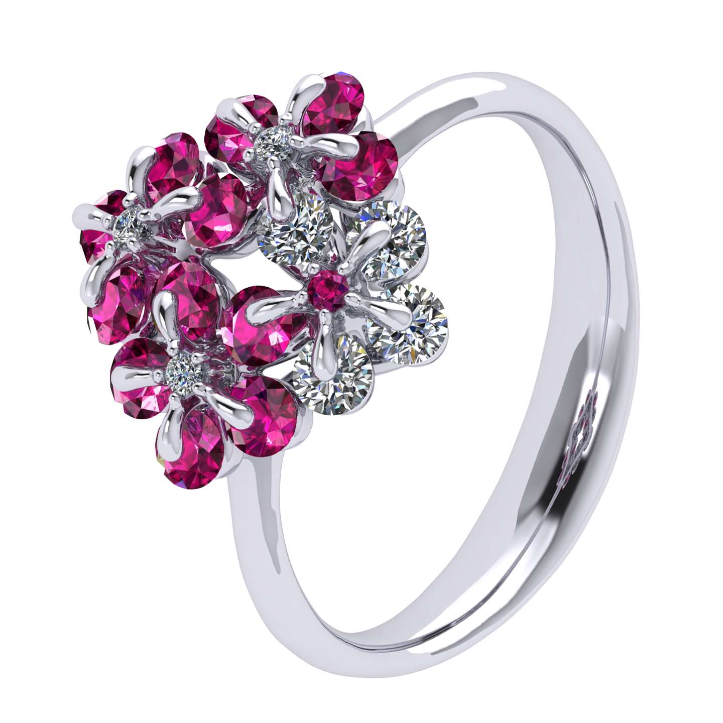 Ring «Tsvetodelika», collection Waltz of Flowers, MOISEIKIN, Diamond, Ruby, 18K White Gold | Photo 1