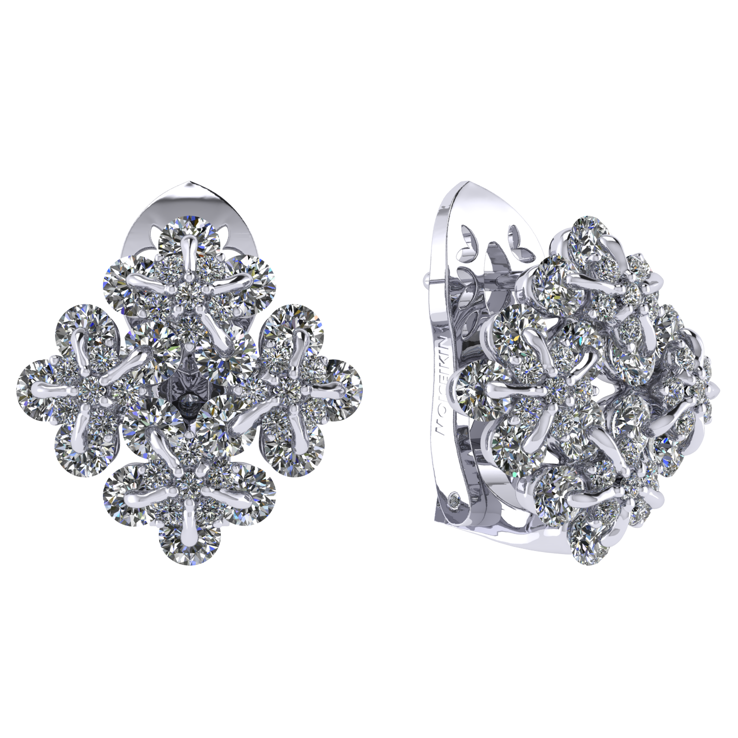 Earrings «Forget-me-nots», collection Waltz of Flowers, MOISEIKIN, Diamond, 18K White Gold | Photo 1