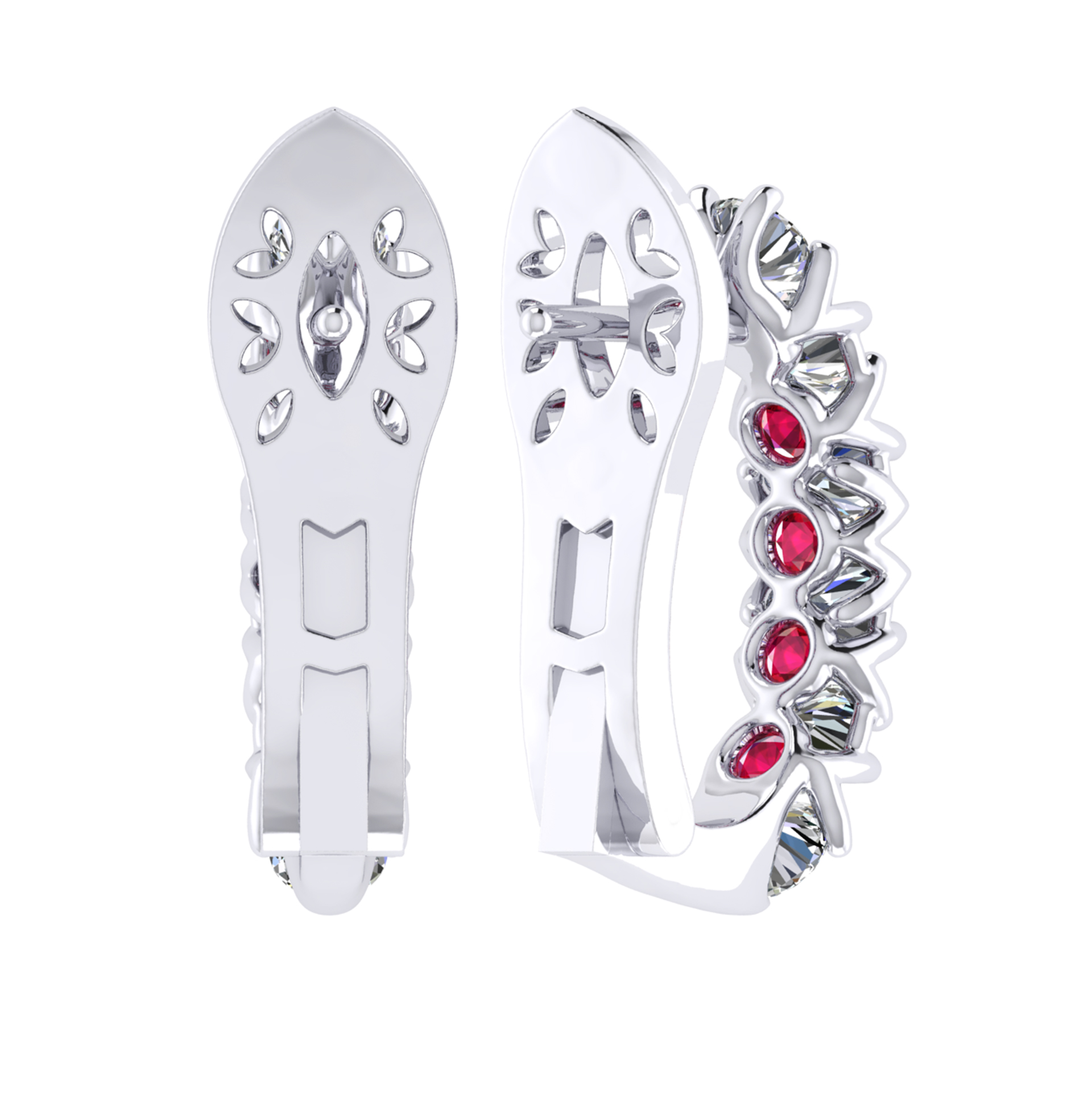 Earrings collection The Very, MOISEIKIN, Diamond, Ruby, 18K White Gold | Photo 2